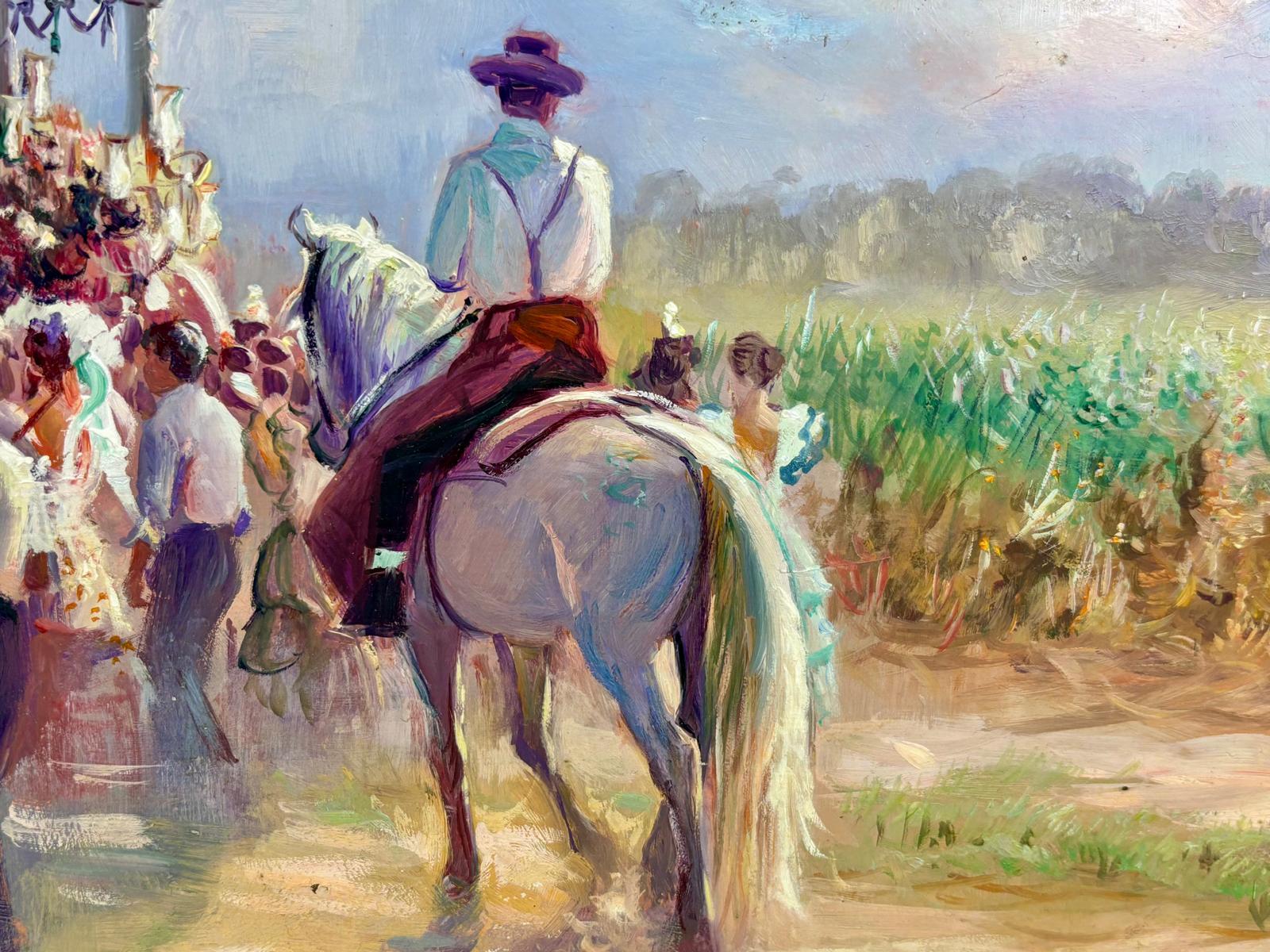 Óleo sobre cobre - Romería del Rocío. For Sale 4