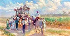 Óleo sobre cobre - Romería del Rocío.