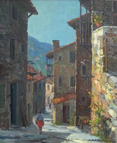 Mediterranean Street oil on canvas painting Spain