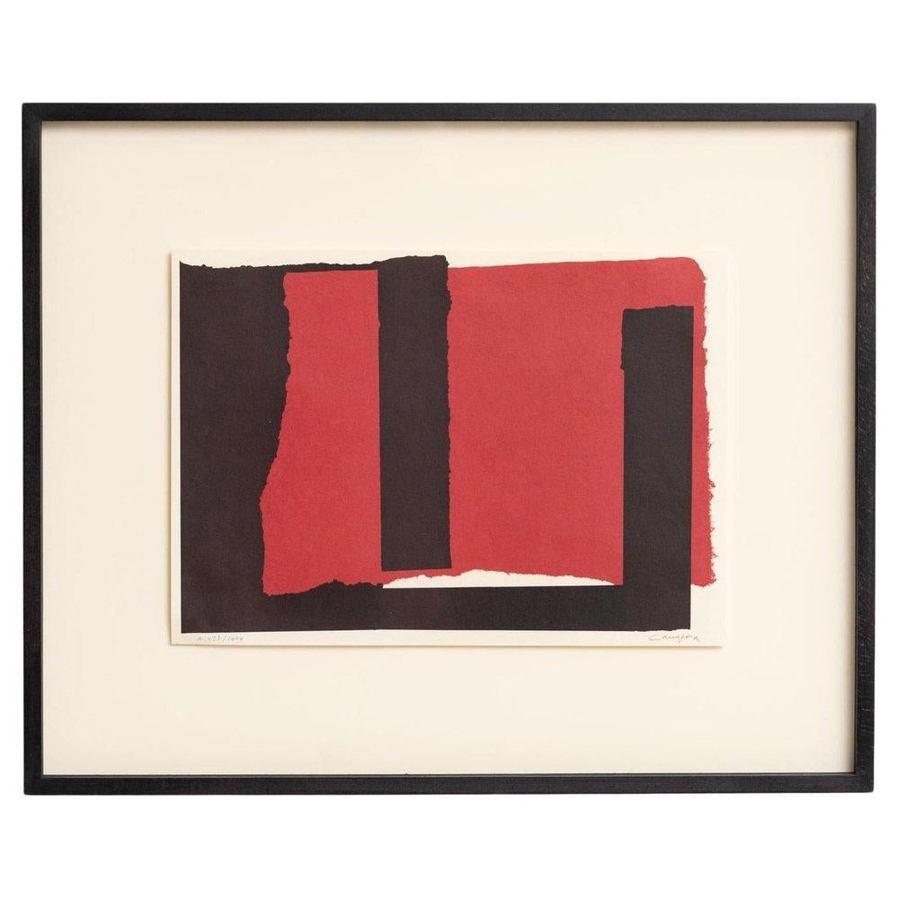 Rafael Canogar, Abstract Red and Black Composition, Lithograph, 1999, Framed