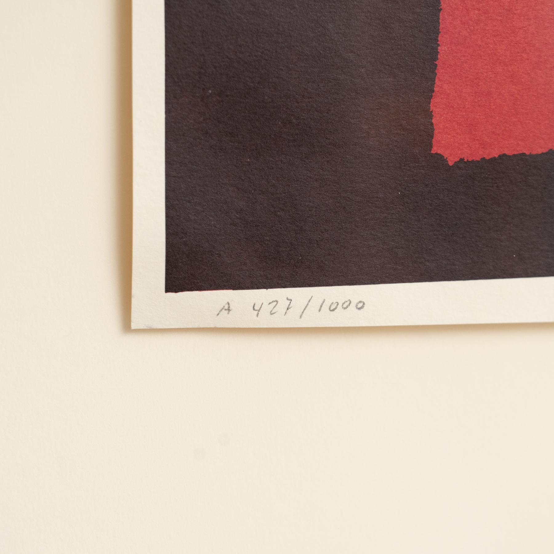 Rafael Canogar Abstract Red and Black Framed Lithography on Paper, 1999 For Sale 5