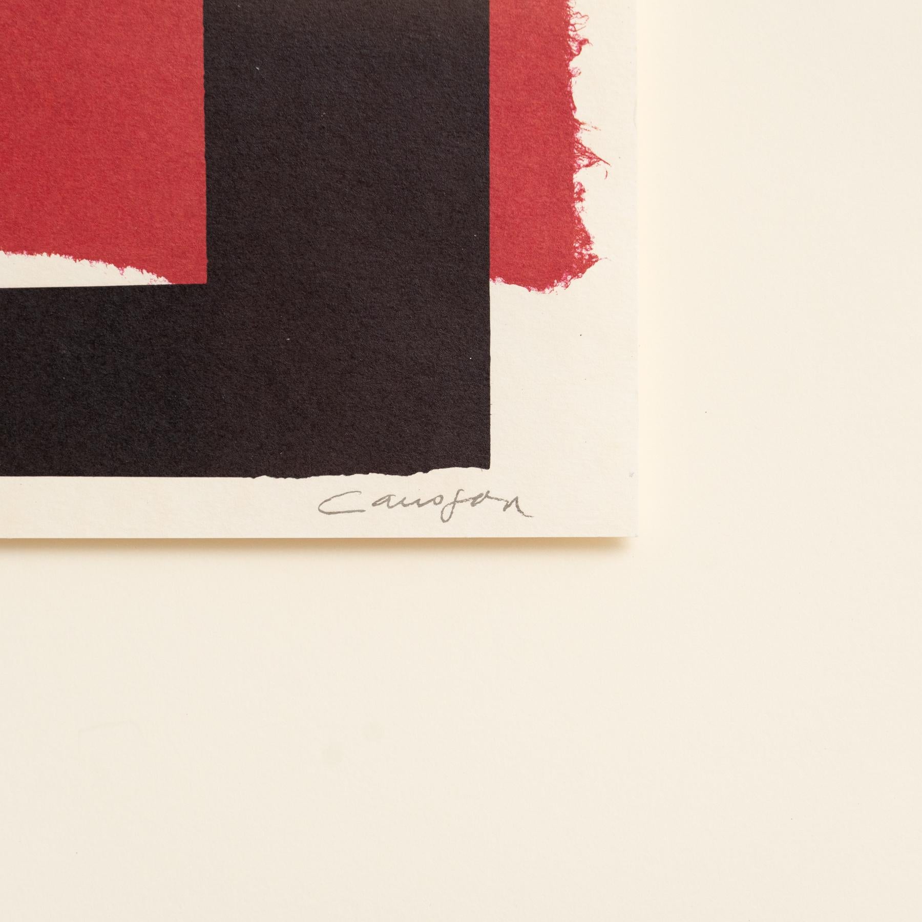 Rafael Canogar Abstract Red and Black Framed Lithography on Paper, 1999 In Good Condition For Sale In Barcelona, Barcelona