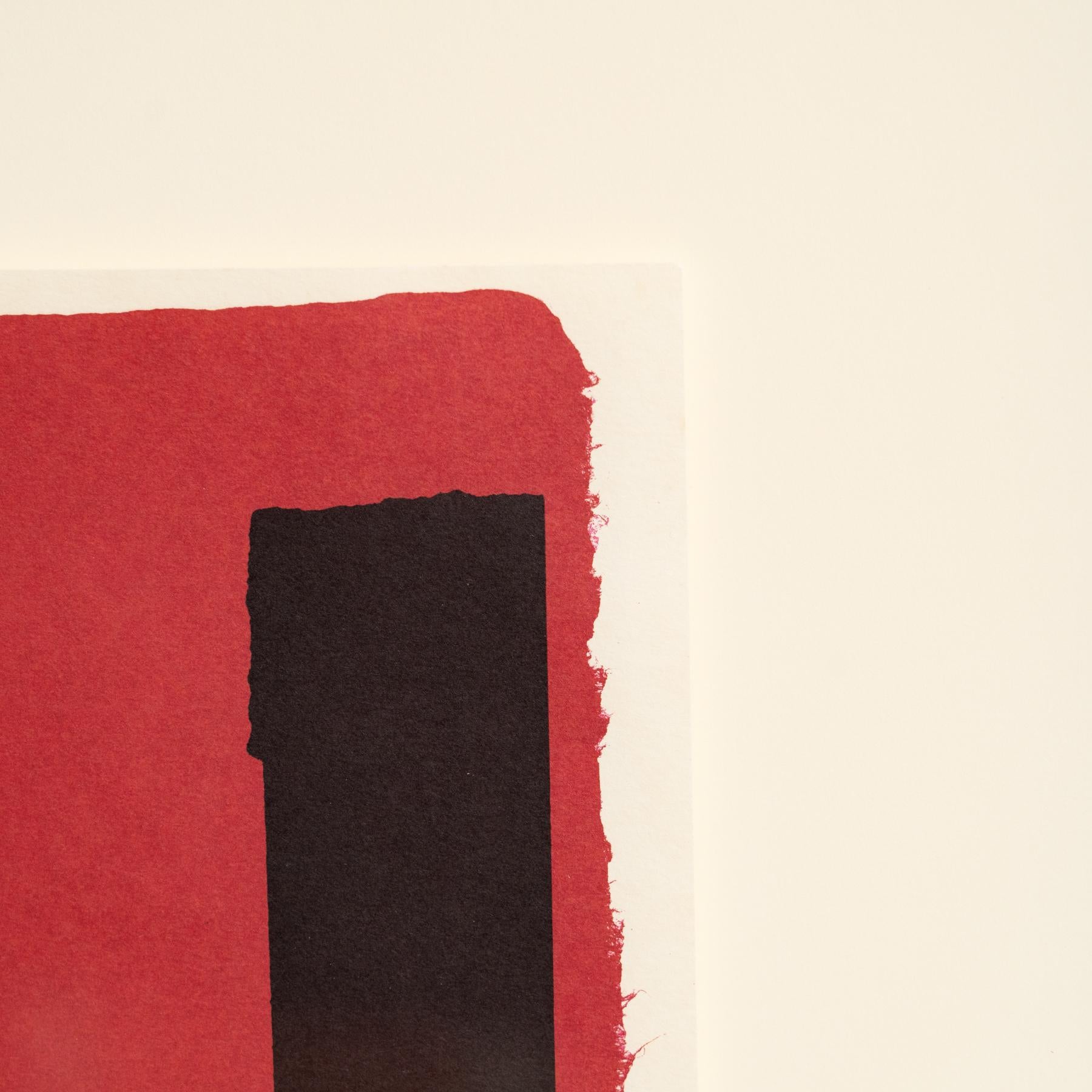 Rafael Canogar Abstract Red and Black Framed Lithography on Paper, 1999 For Sale 2