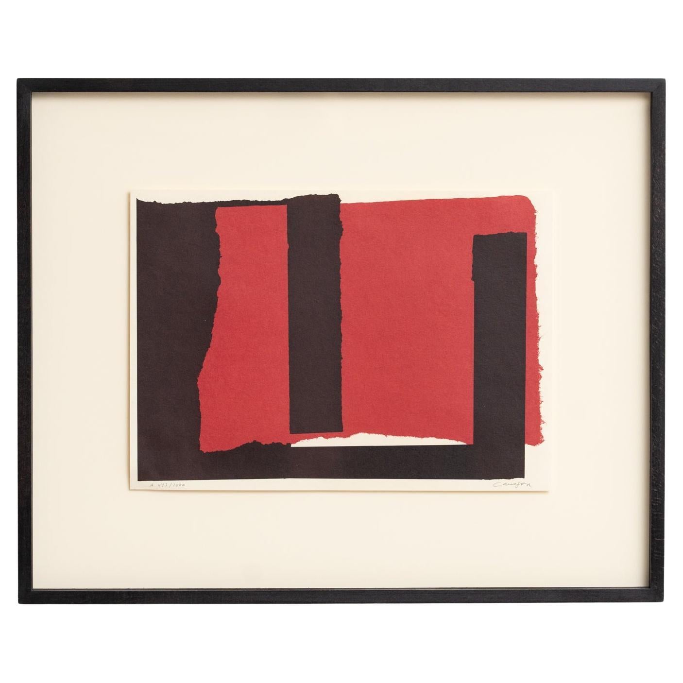 Rafael Canogar Litografía abstracta roja y negra enmarcada sobre papel, 1999