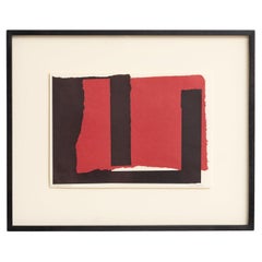 Rafael Canogar Abstrakte rot-schwarz gerahmte Lithografie auf Papier, 1999