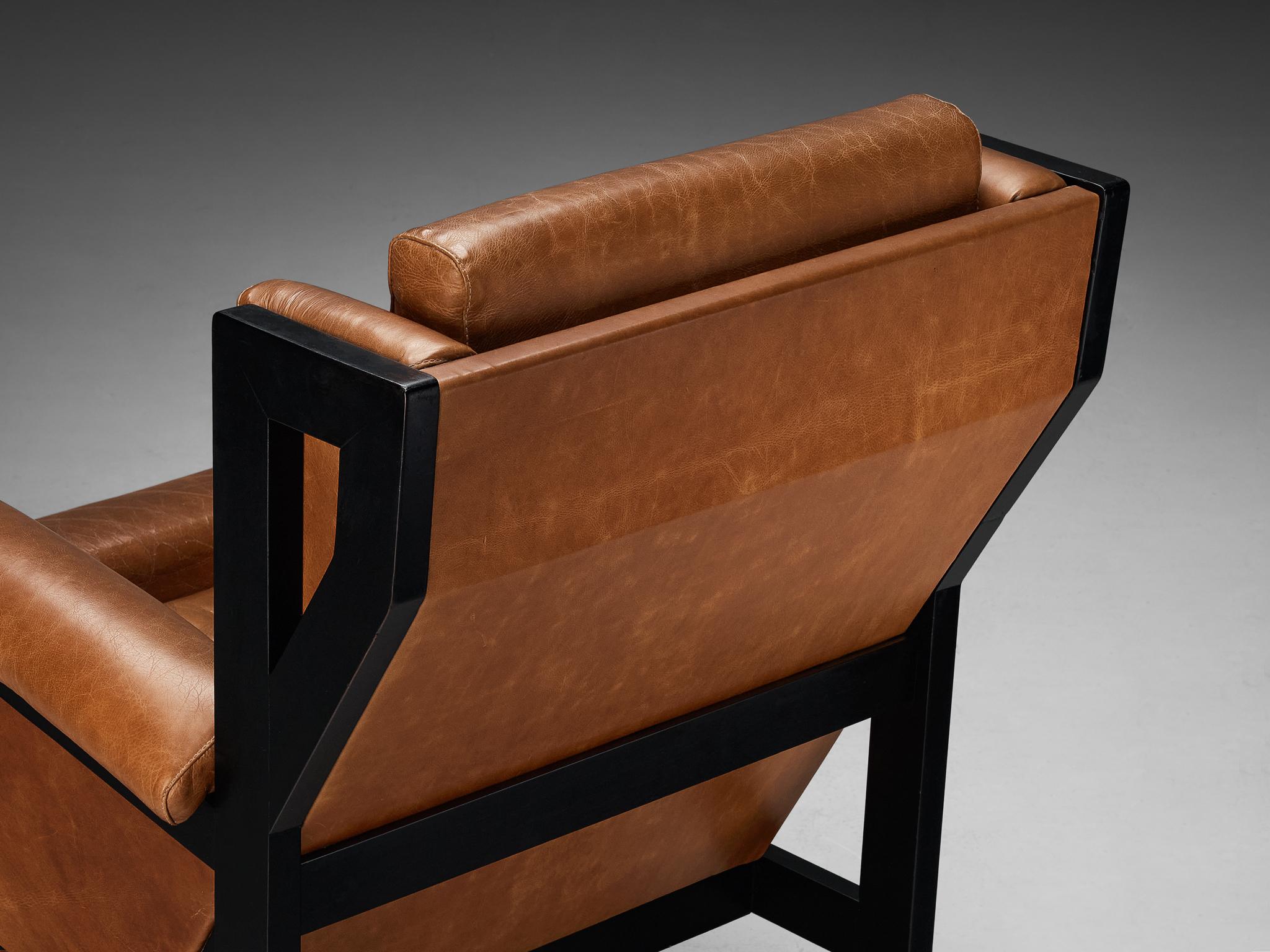 Rafael Carreras for MYC-Gavina 'San Remo' Lounge Chair in Cognac Leather  In Good Condition For Sale In Waalwijk, NL