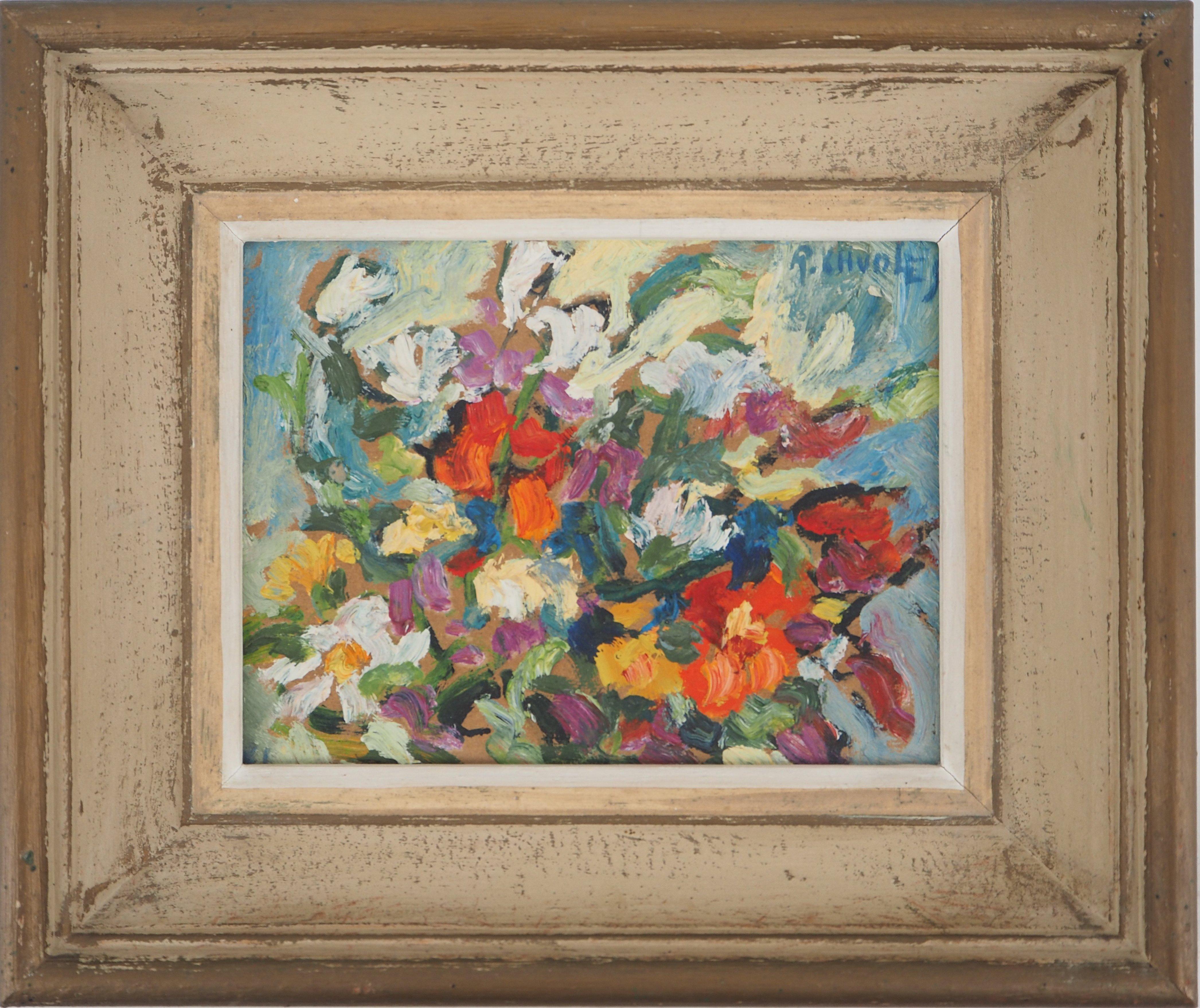 Blumenstrauß – Original-Ölgemälde, handsigniert und gerahmt – Painting von Rafael CHWOLES