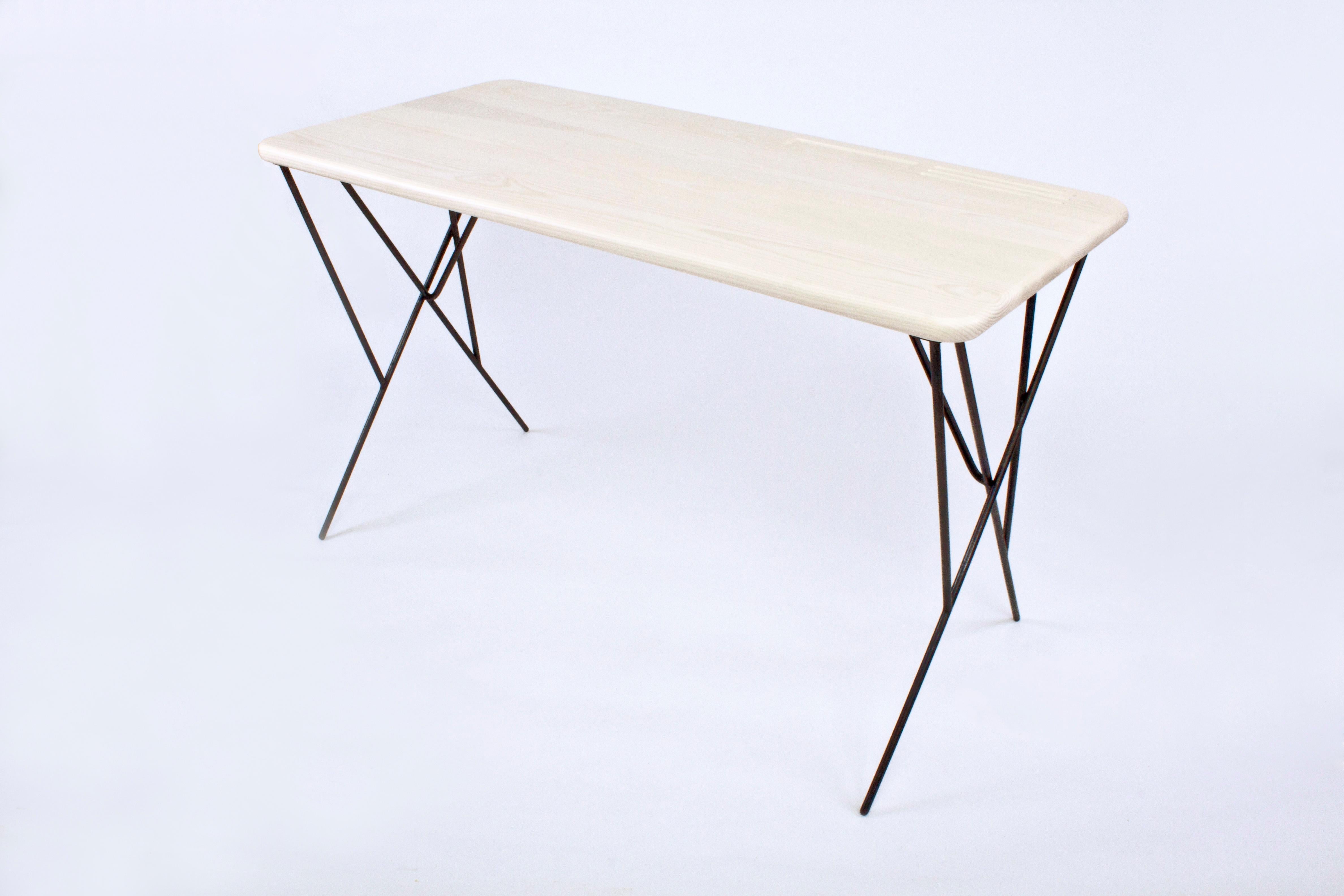 Rafael Contemporary Desk in Wood and Metal by Nadine Hajjar For Sale 2