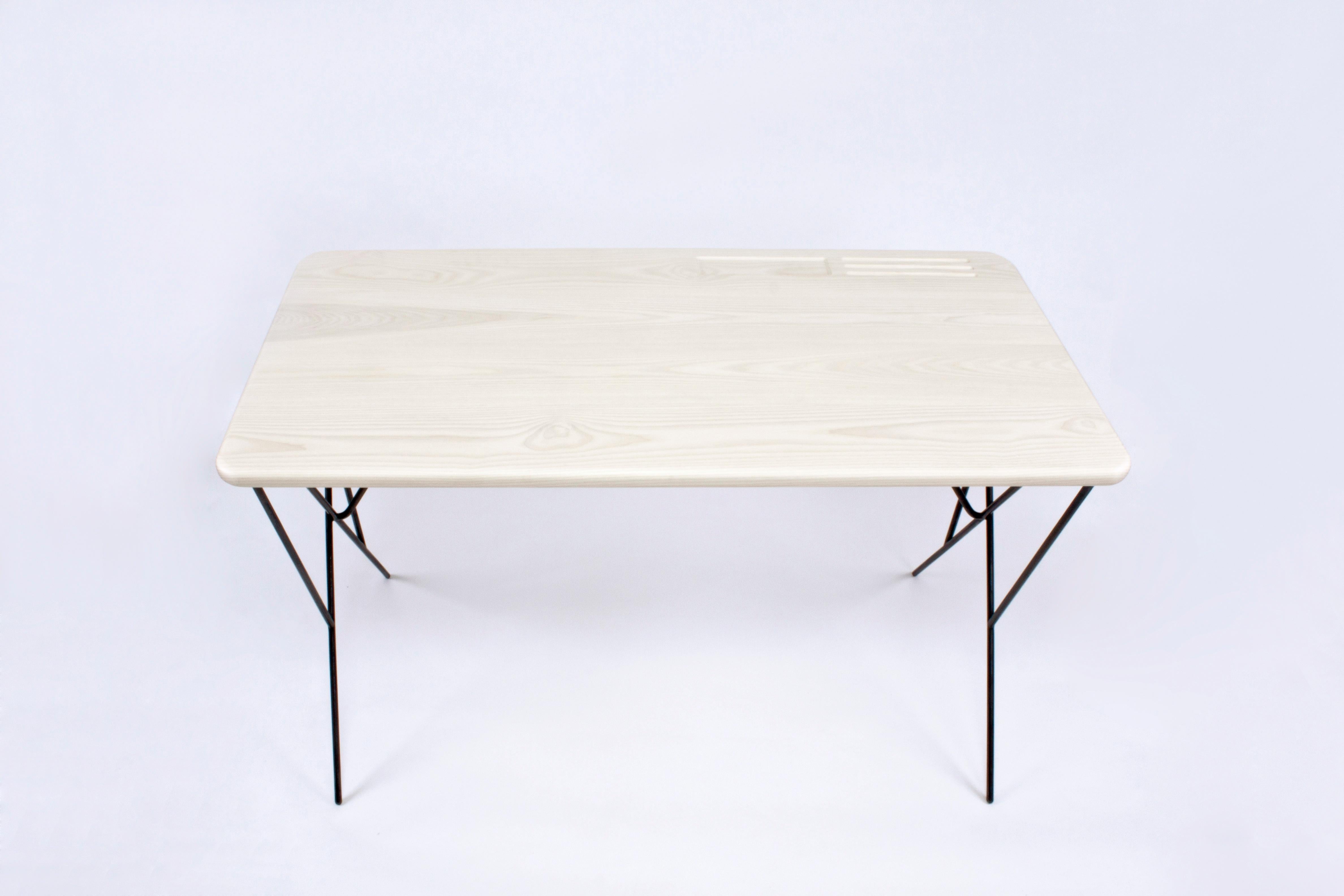 Modern Rafael Contemporary Desk in Wood and Metal by Nadine Hajjar For Sale