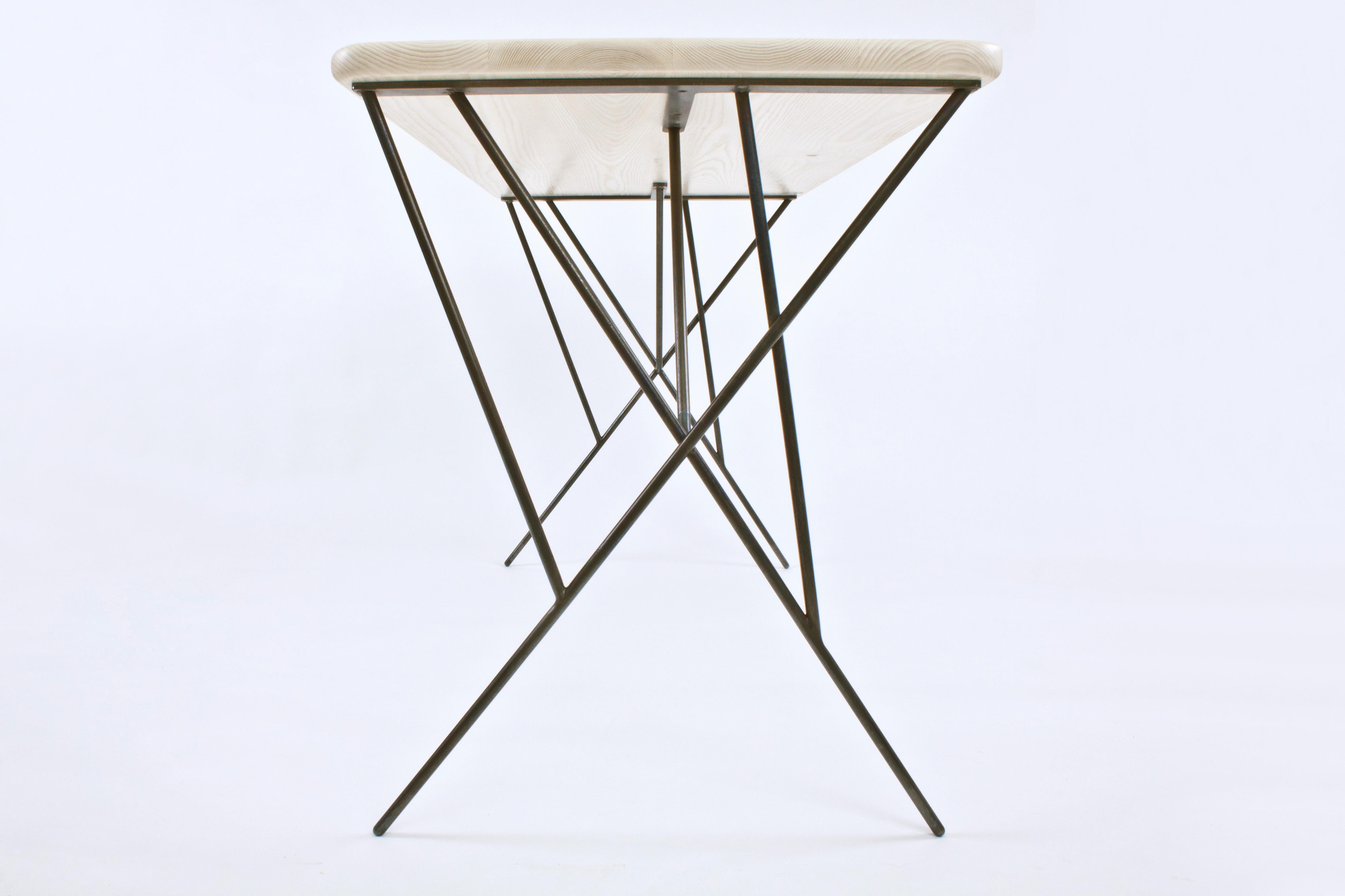 Hand-Carved Rafael Contemporary Desk in Wood and Metal by Nadine Hajjar For Sale