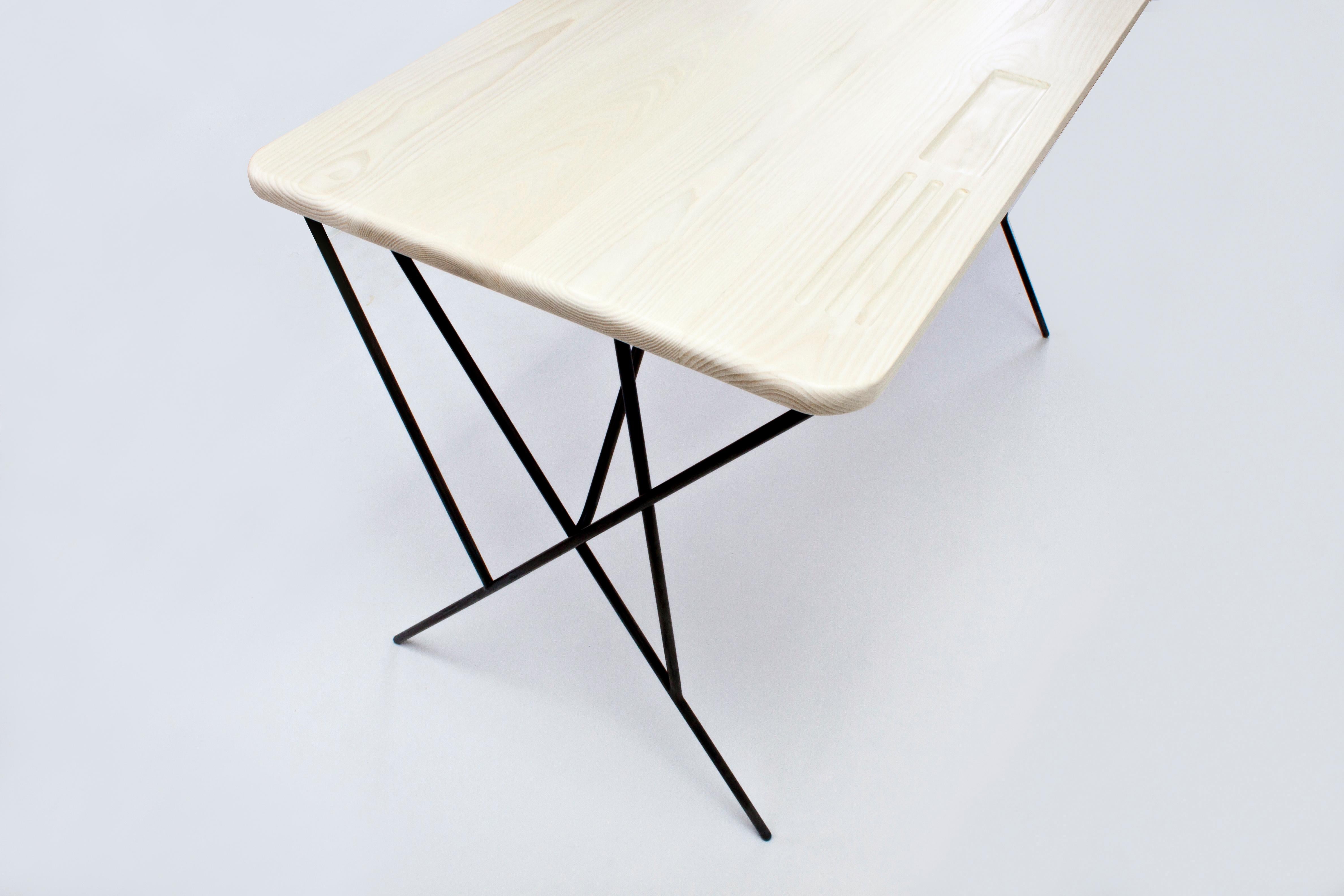Rafael Contemporary Desk in Wood and Metal by Nadine Hajjar In New Condition For Sale In Montreal, QC
