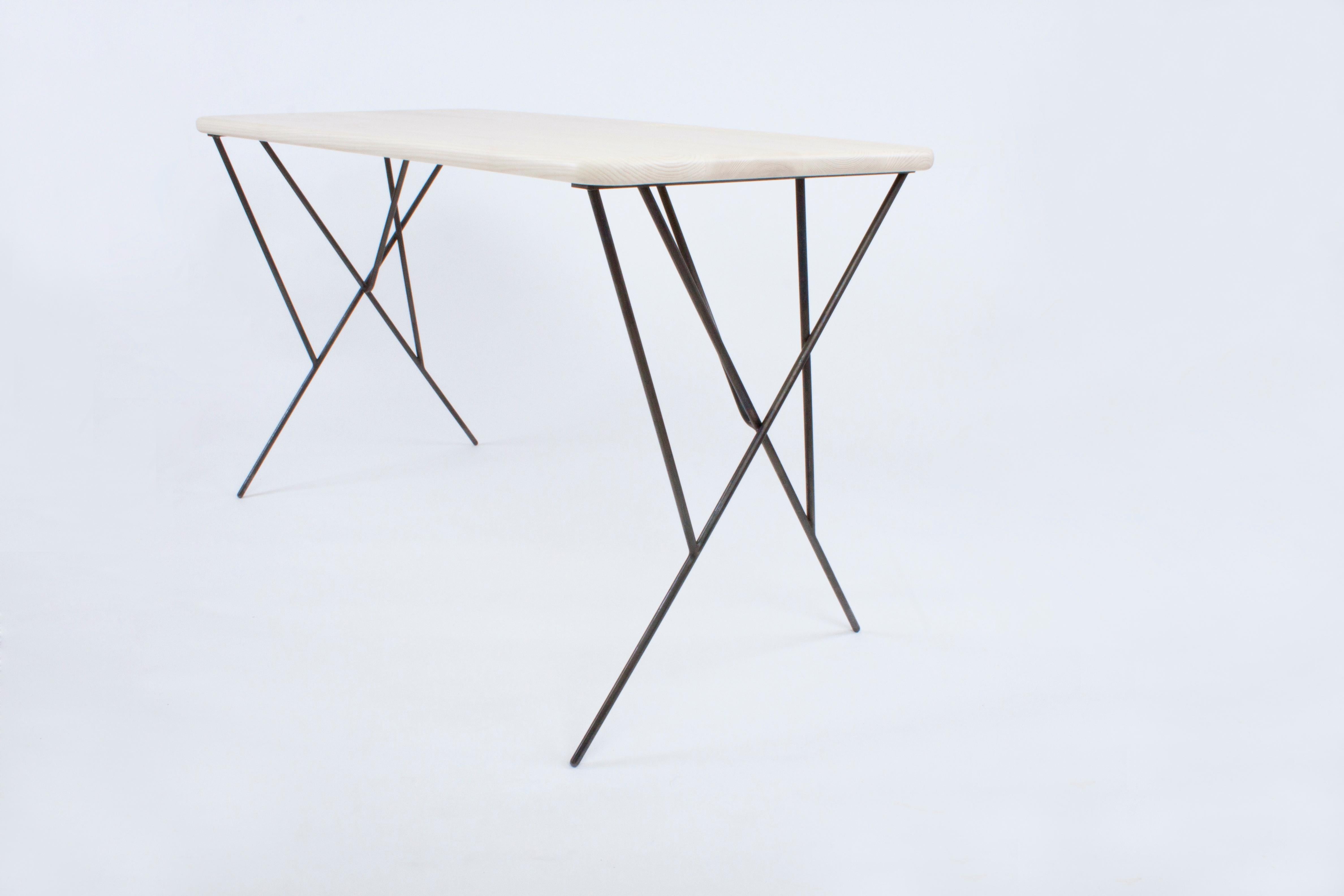 Rafael Contemporary Desk in Wood and Metal by Nadine Hajjar For Sale 1