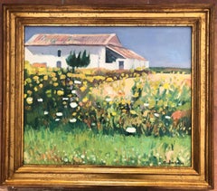 Andalusian house spanish landscape oil on canvas painting