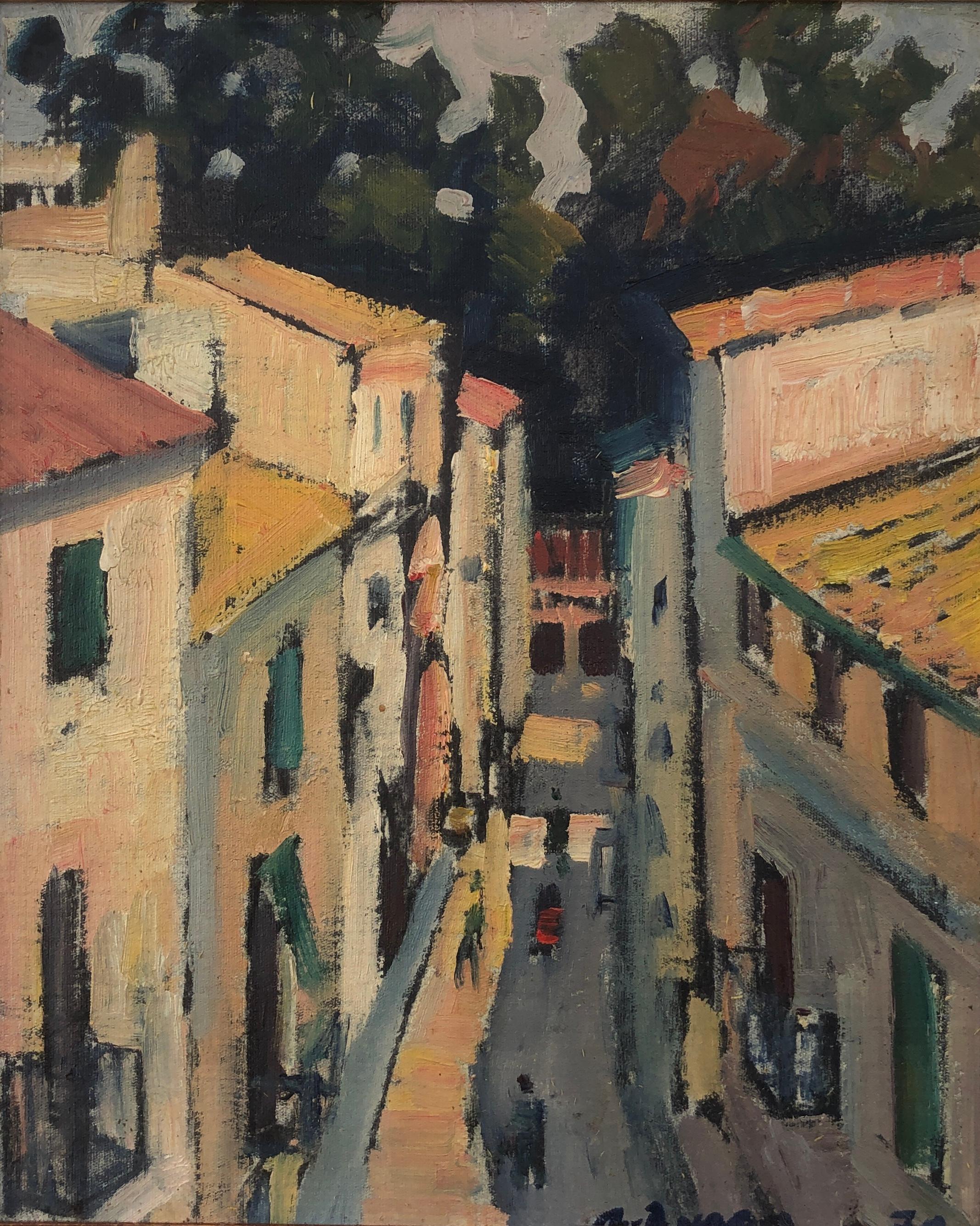 Rafael Duran Benet Landscape Painting - Barcelona Spain oil painting landscape urbanscape