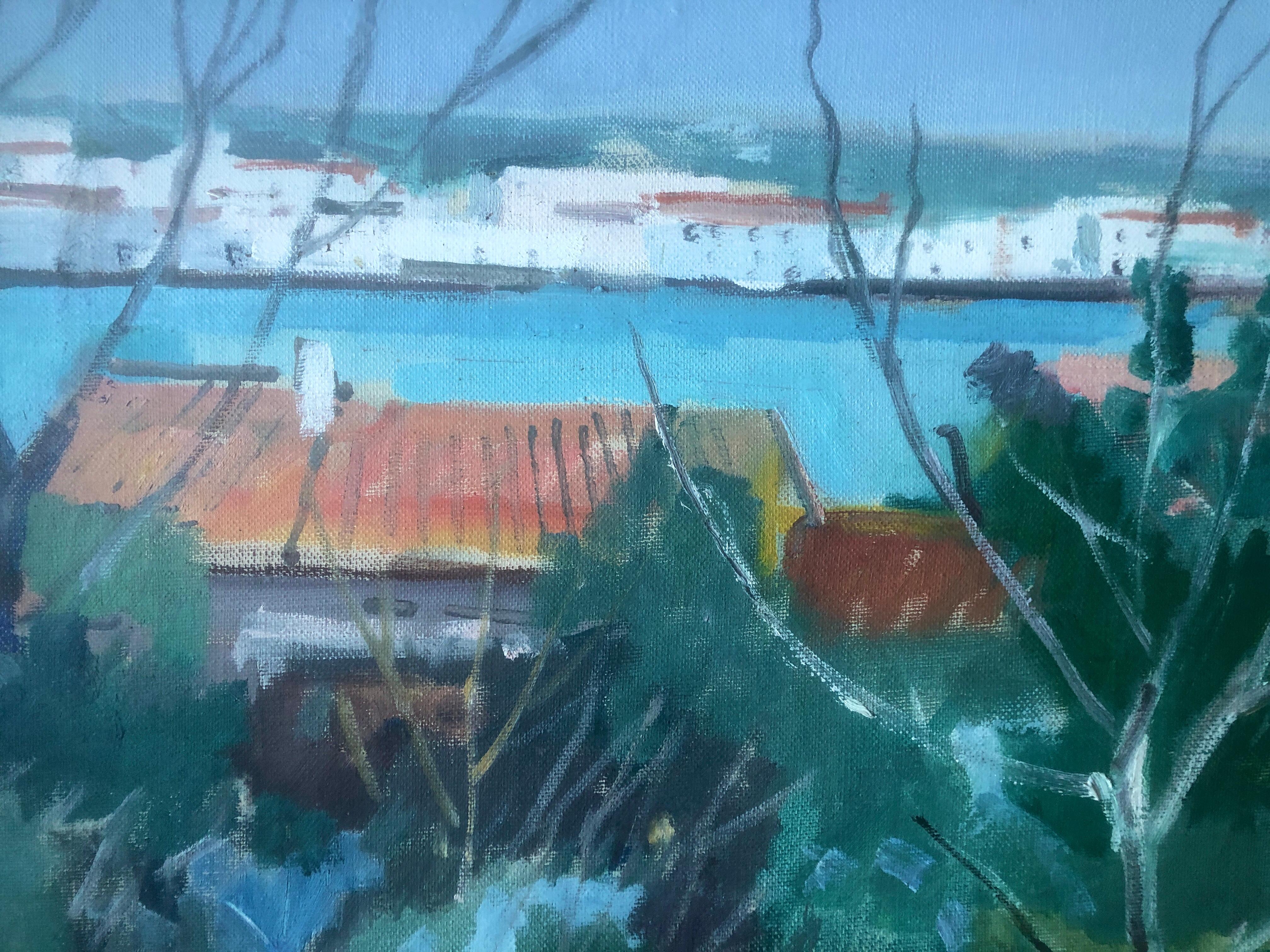 Cadaques huile sur toile peinture Espagne paysage marin espagnol - Post-impressionnisme Painting par Rafael Duran Benet