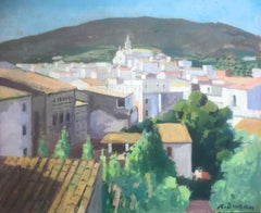 Vintage Cadaques oil on canvas painting Spain spanish seascape