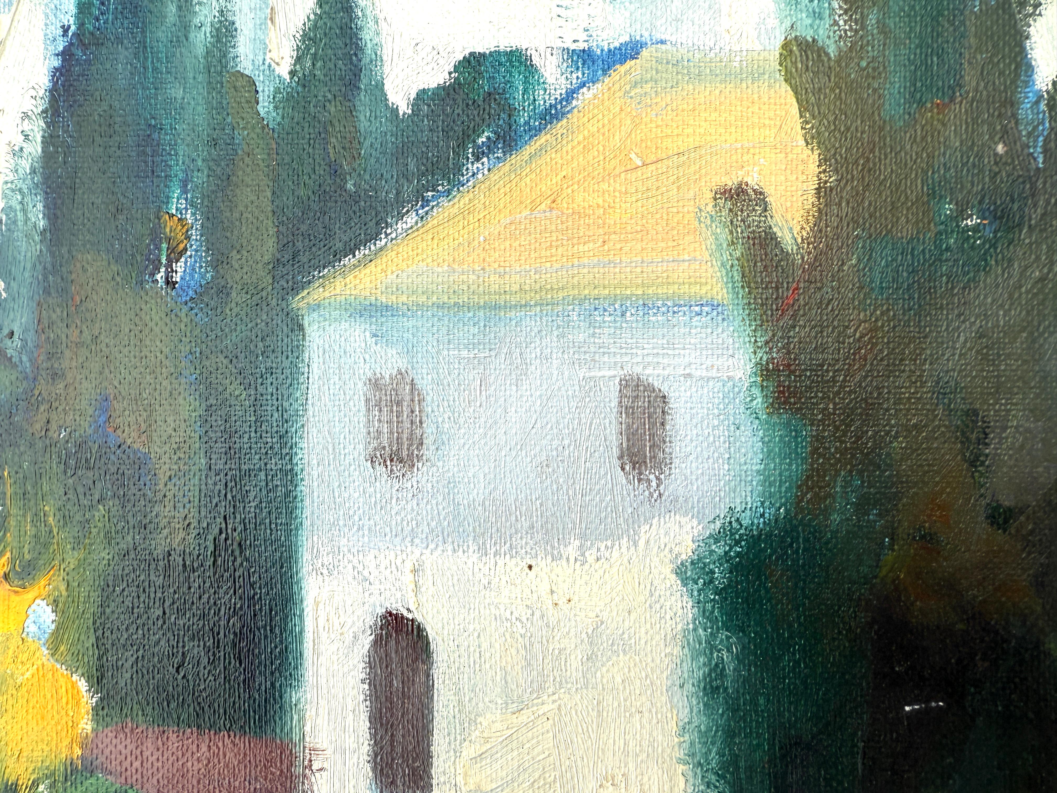 Peinture à l'huile espagnole espagnole, paysage européen Mediterranean - Post-impressionnisme Painting par Rafael Duran Benet