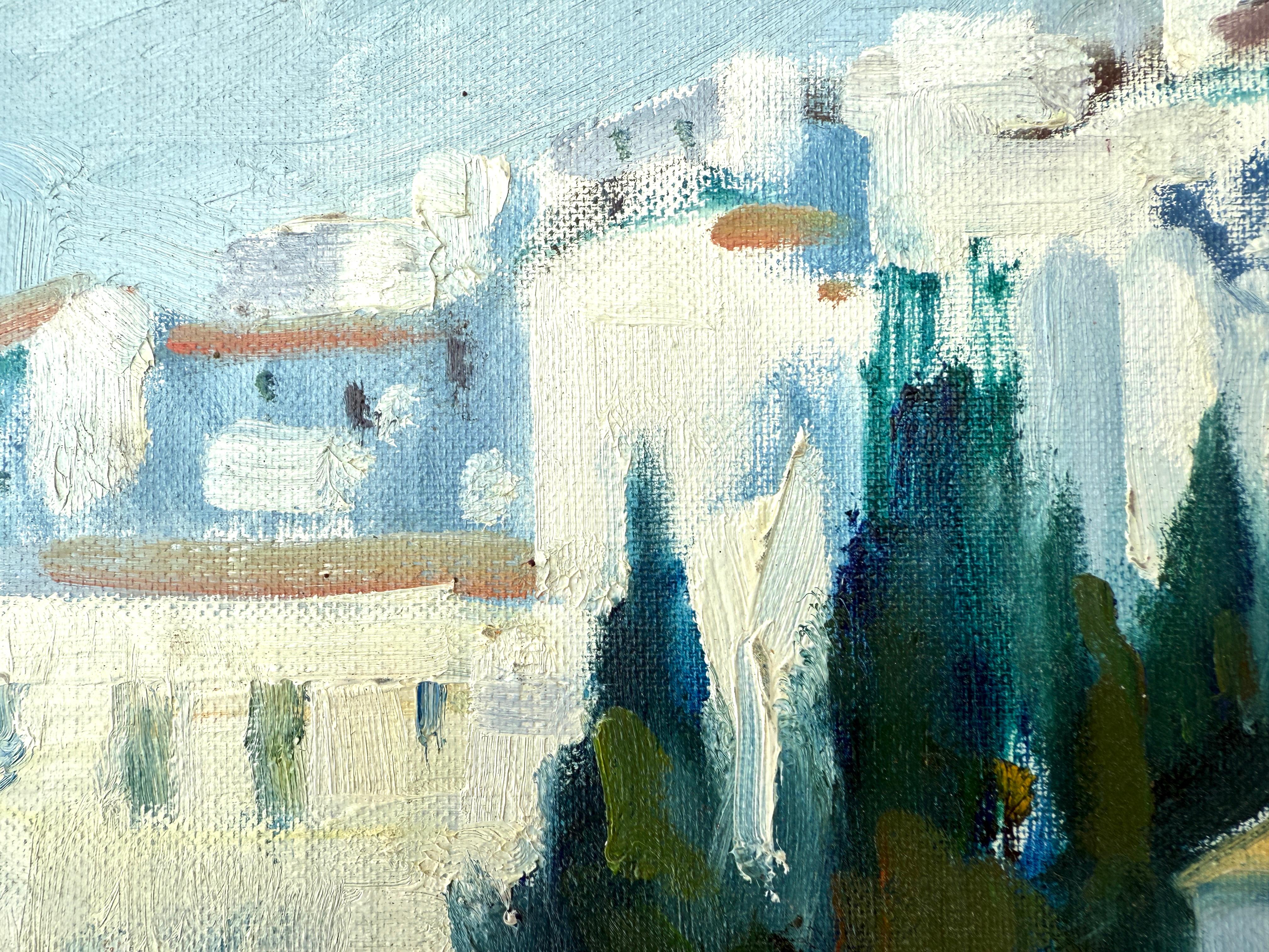 Peinture à l'huile espagnole espagnole, paysage européen Mediterranean en vente 2