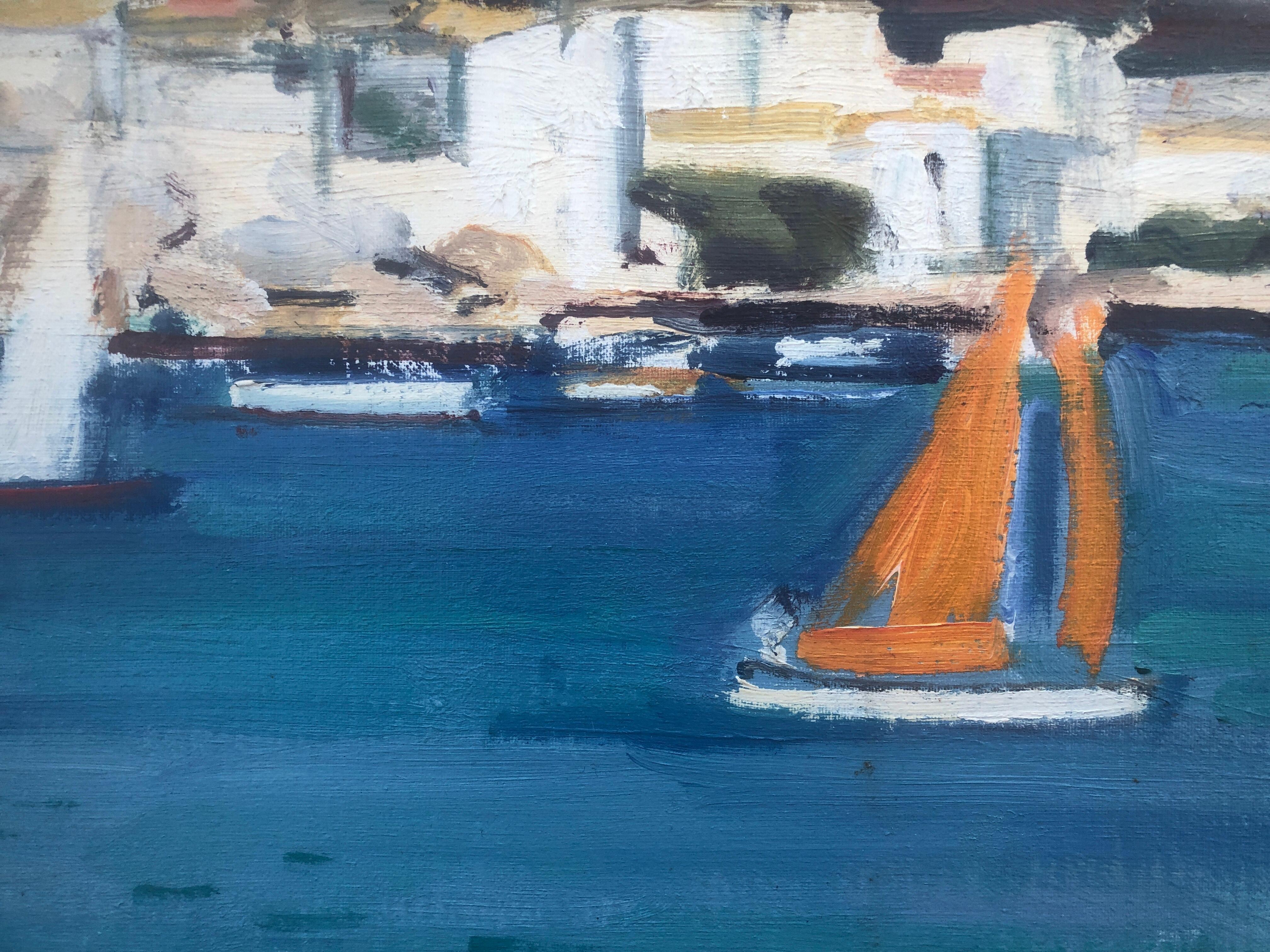Peinture à l'huile de paysages marins de Cadaques, Espagne - Post-impressionnisme Painting par Rafael Duran Benet