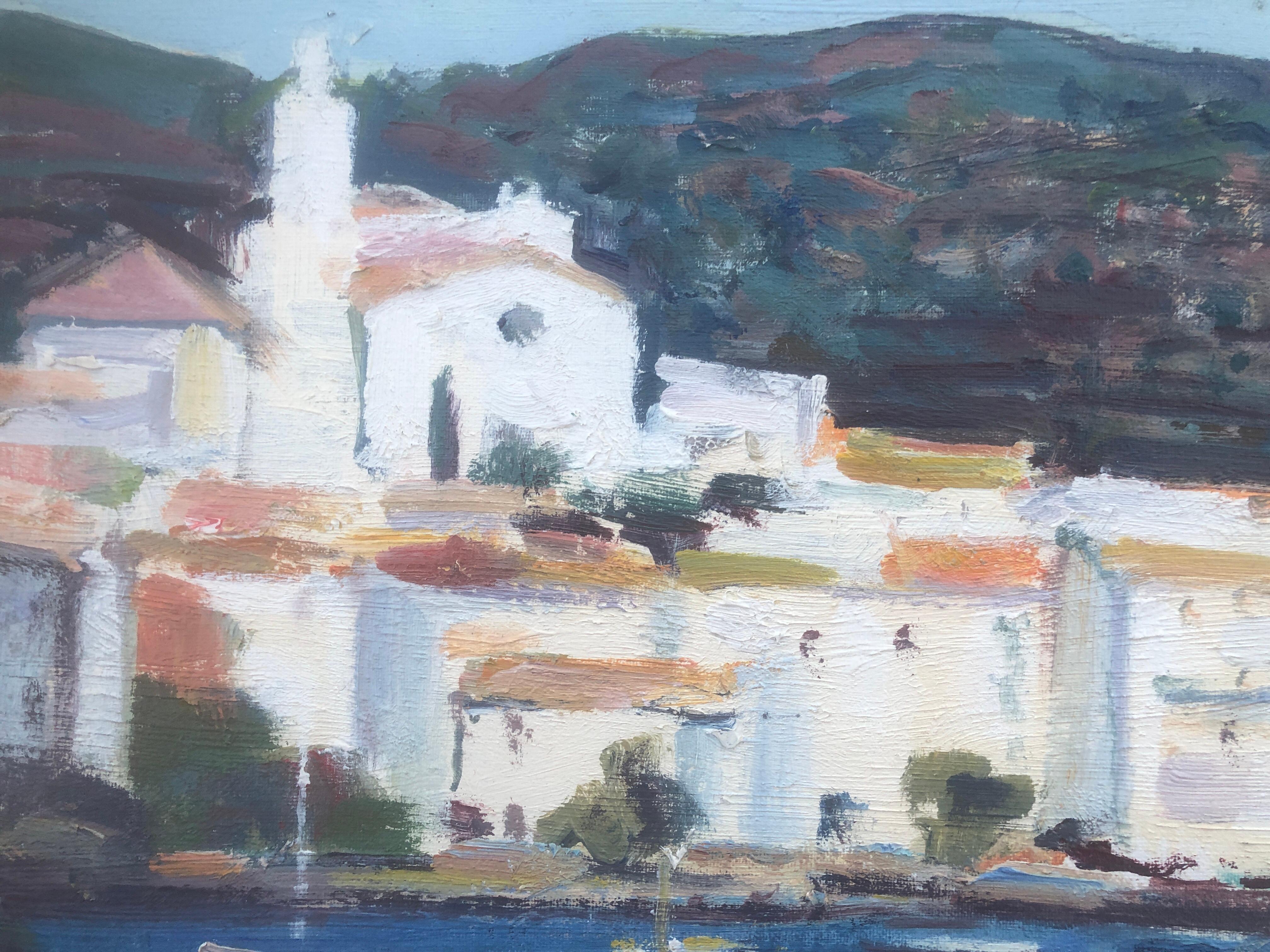 Peinture à l'huile de paysages marins de Cadaques, Espagne en vente 1
