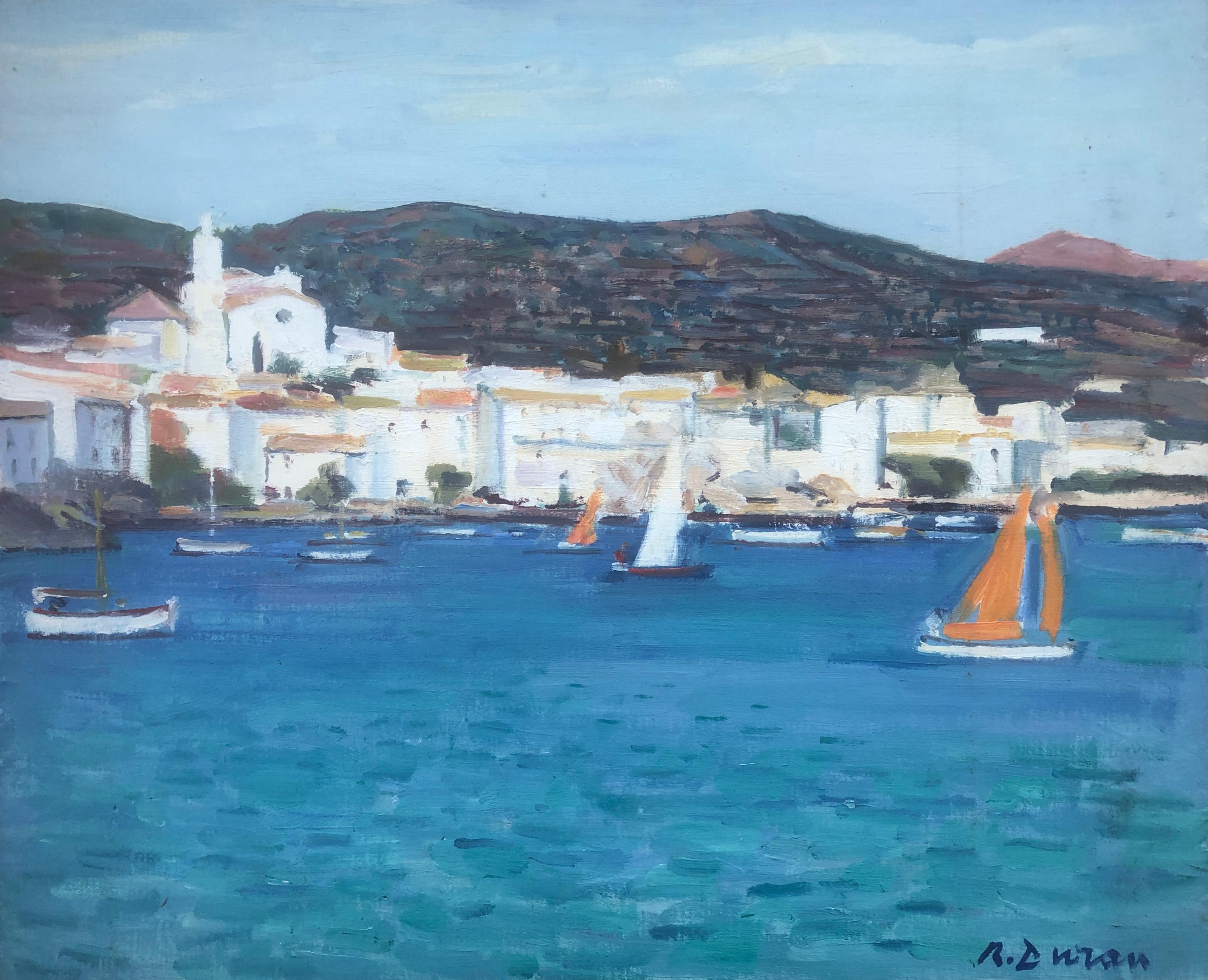 Landscape Painting Rafael Duran Benet - Peinture à l'huile de paysages marins de Cadaques, Espagne