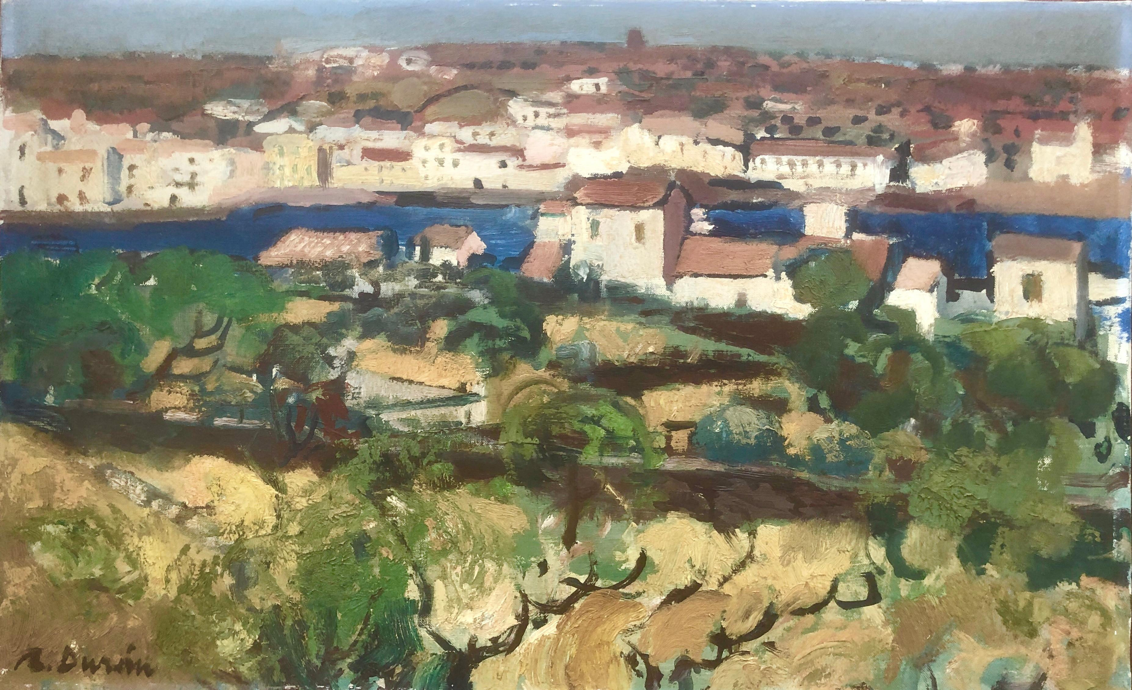 Landscape Painting Rafael Duran Benet - Cadaques Espagne huile sur toile peinture paysage marin espagnol méditerranée