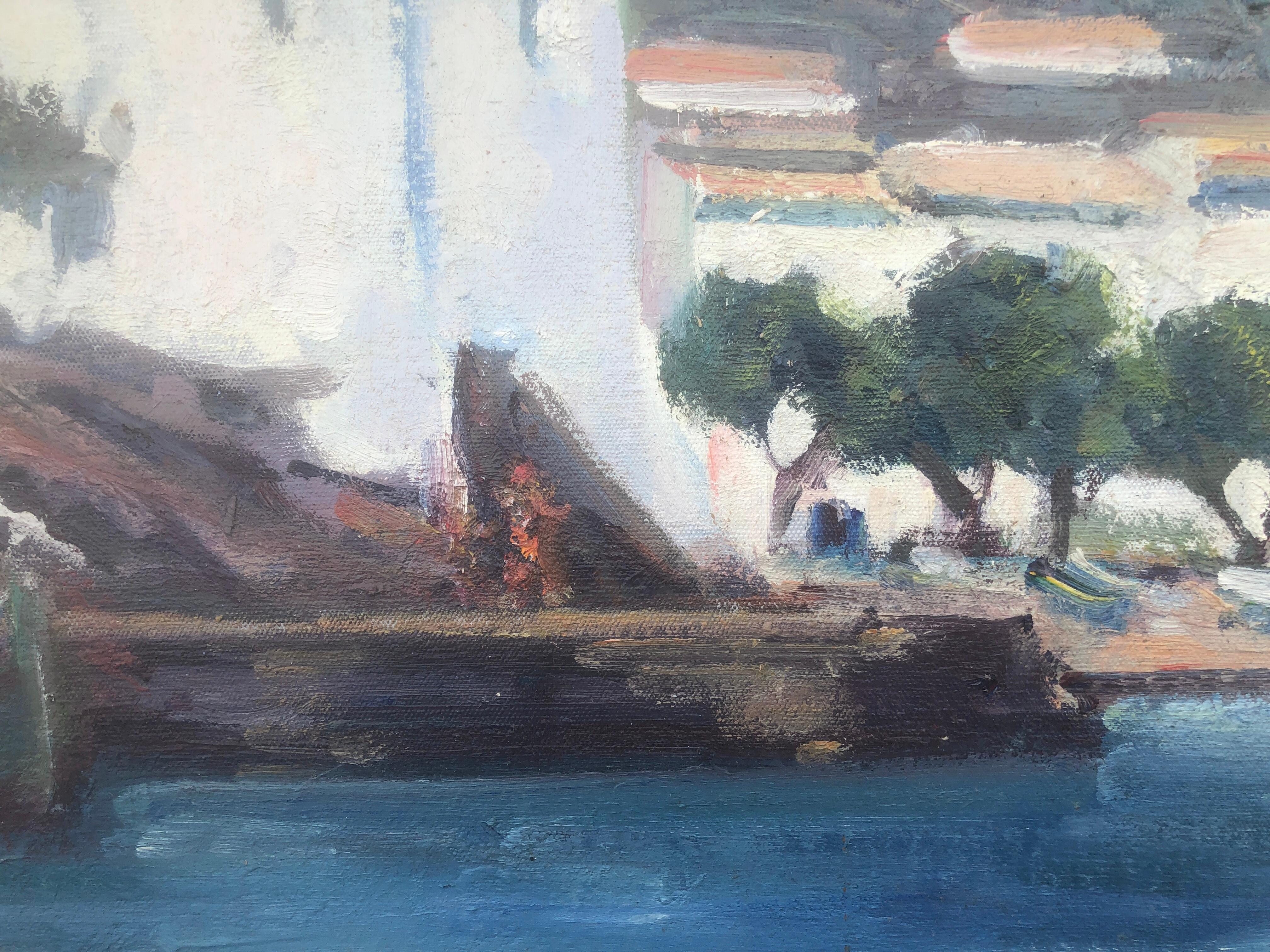 Cadaques Espagne peinture à l'huile paysage marin paysage espagnol - Post-impressionnisme Painting par Rafael Duran Benet
