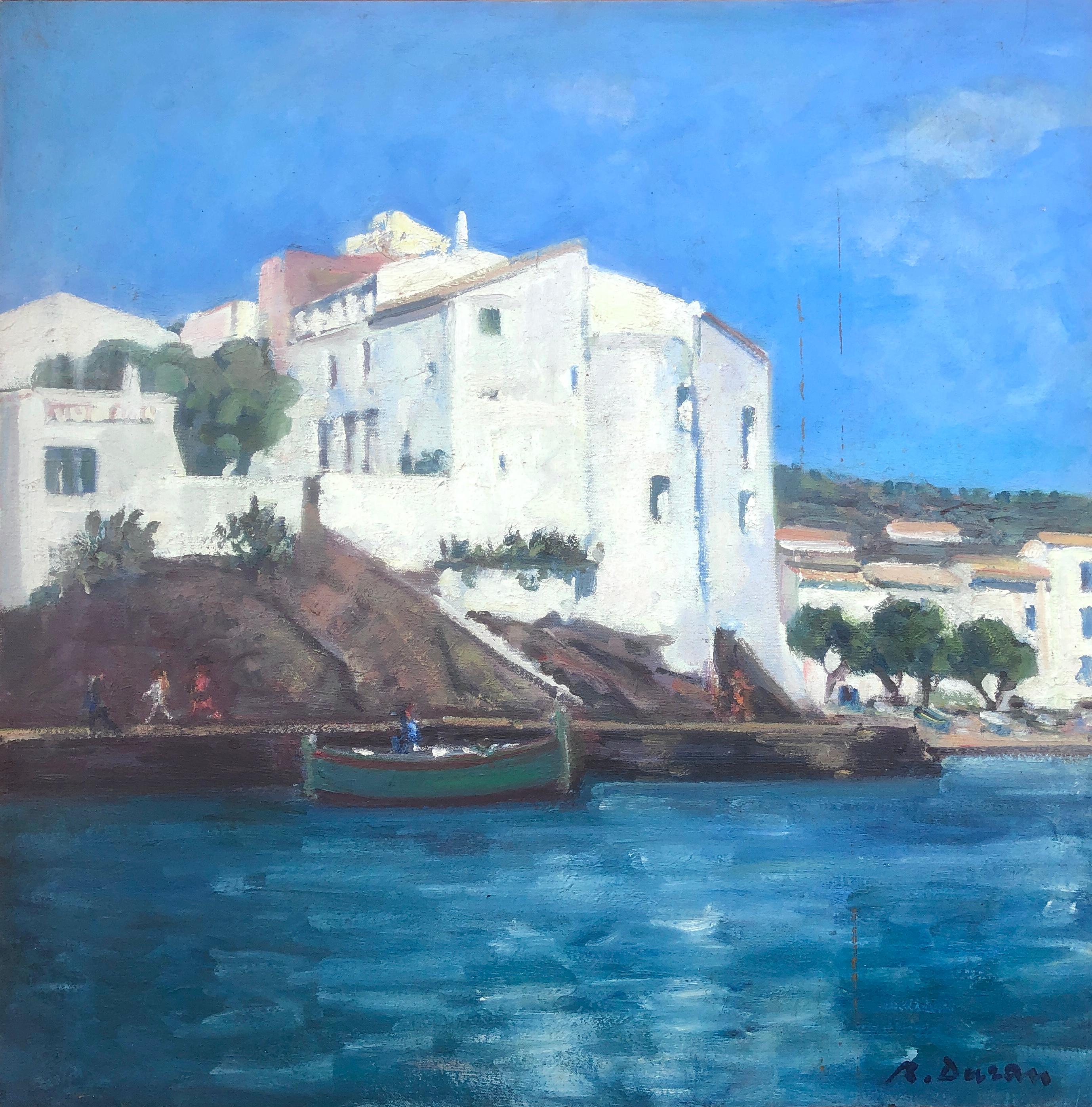 Rafael Duran Benet Landscape Painting – Spanien Cadaques, Ölgemälde Meereslandschaft, Landschaft, spanisch