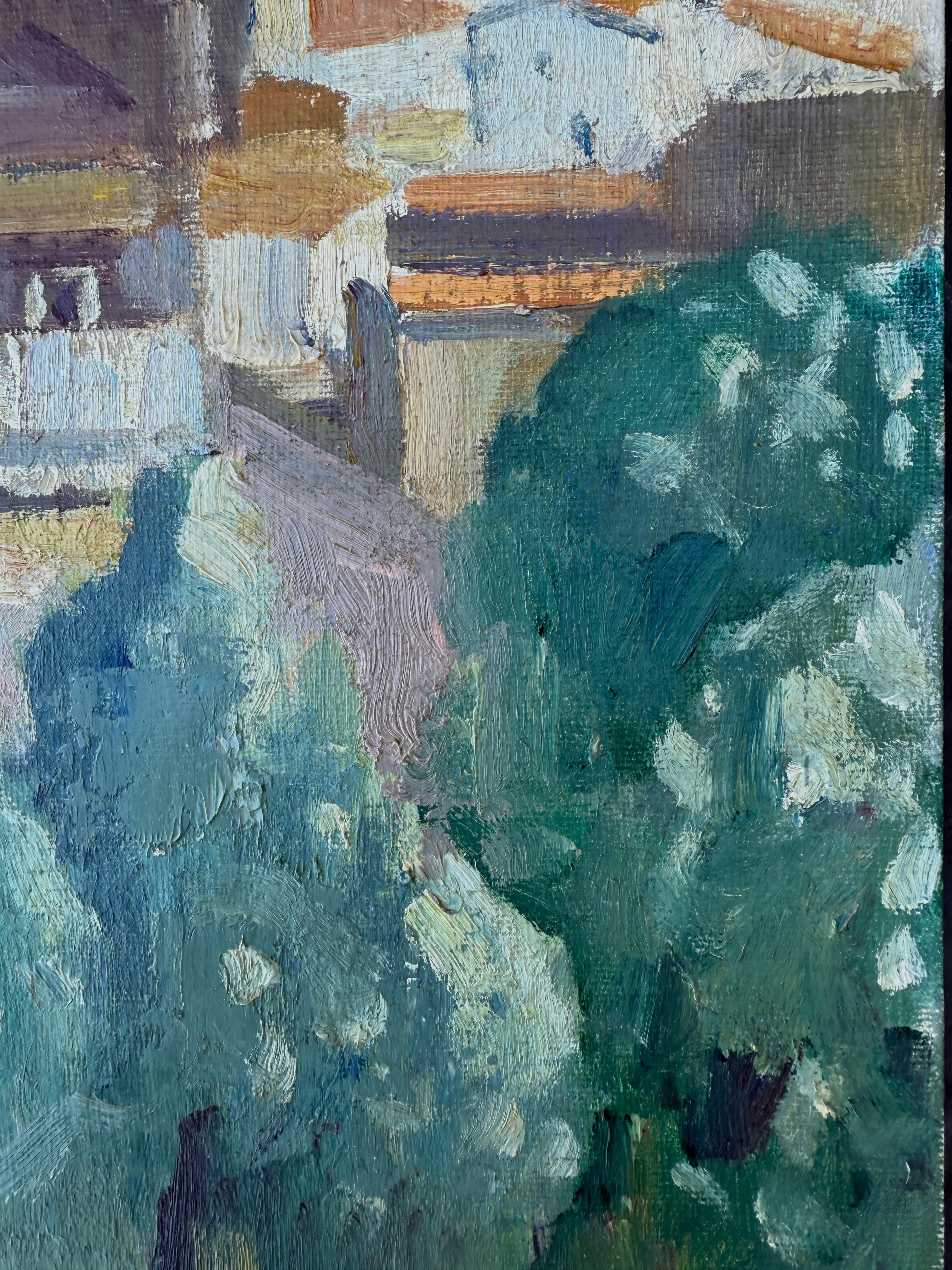 Cadaques Spagna pittura ad olio paesaggio marino arte mediterranea - Painting Postimpressionismo di Rafael Duran Benet
