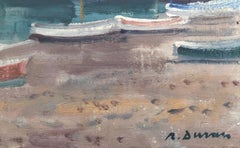 Cadaques Seascape Oil Painting on Cardboard canvas, Post-Impressionist, 1980s