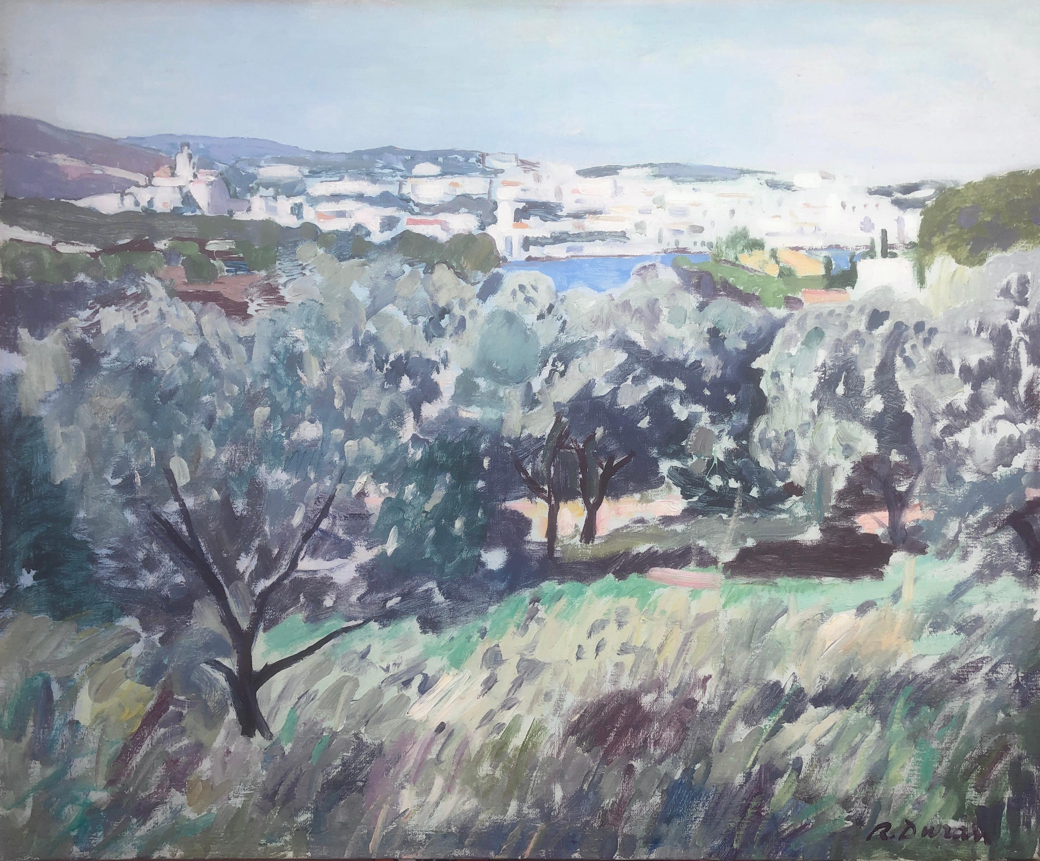 Rafael Duran Benet Landscape Painting - Cadaques Spanish landscape oil on canvas painting Spain mediterranean