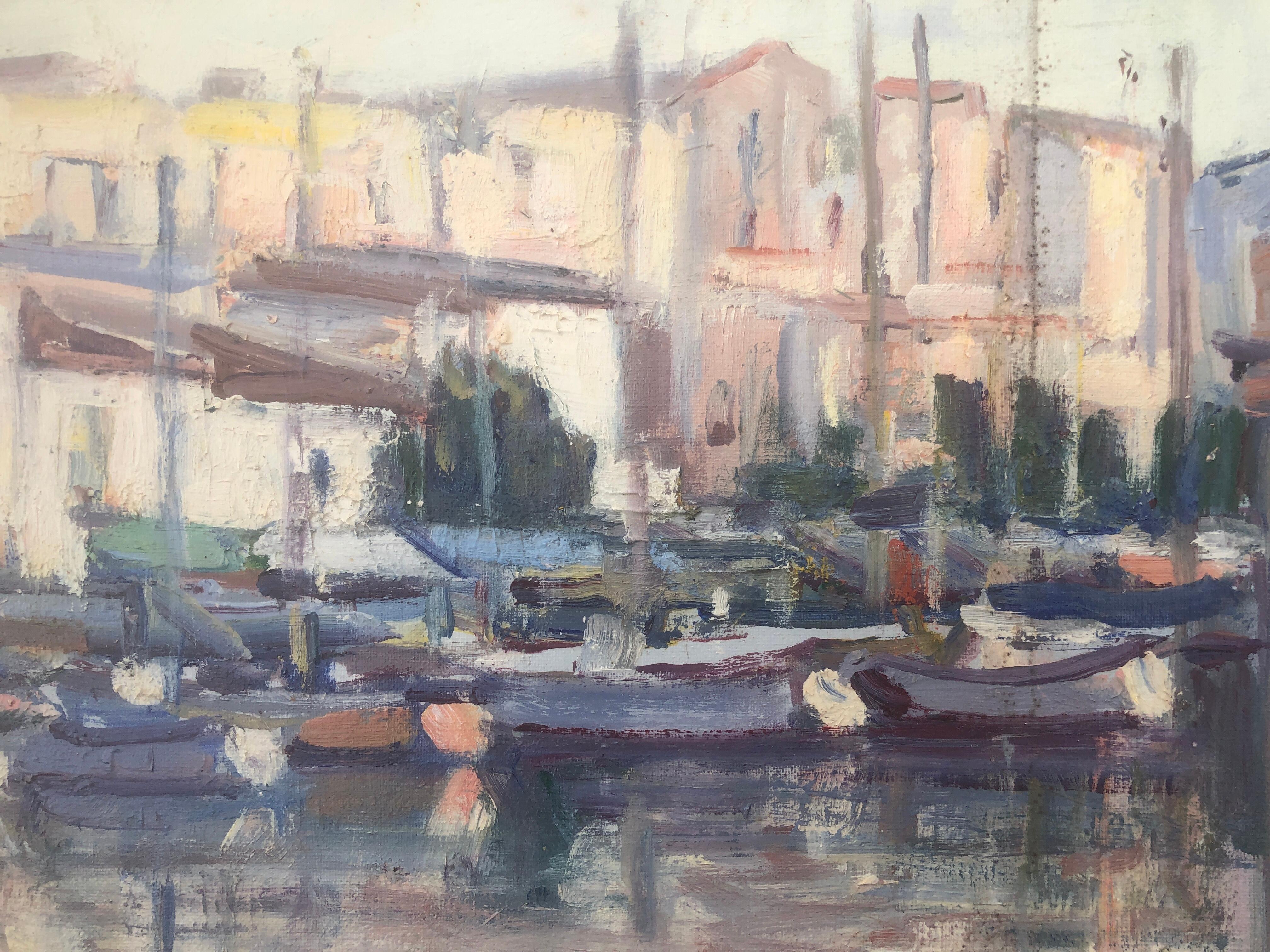 Ciutadella Menorca, Spanien, Ölgemälde (Grau), Landscape Painting, von Rafael Duran Benet