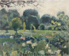 Vintage Claude Monet garden Giverny France oil painting landscape