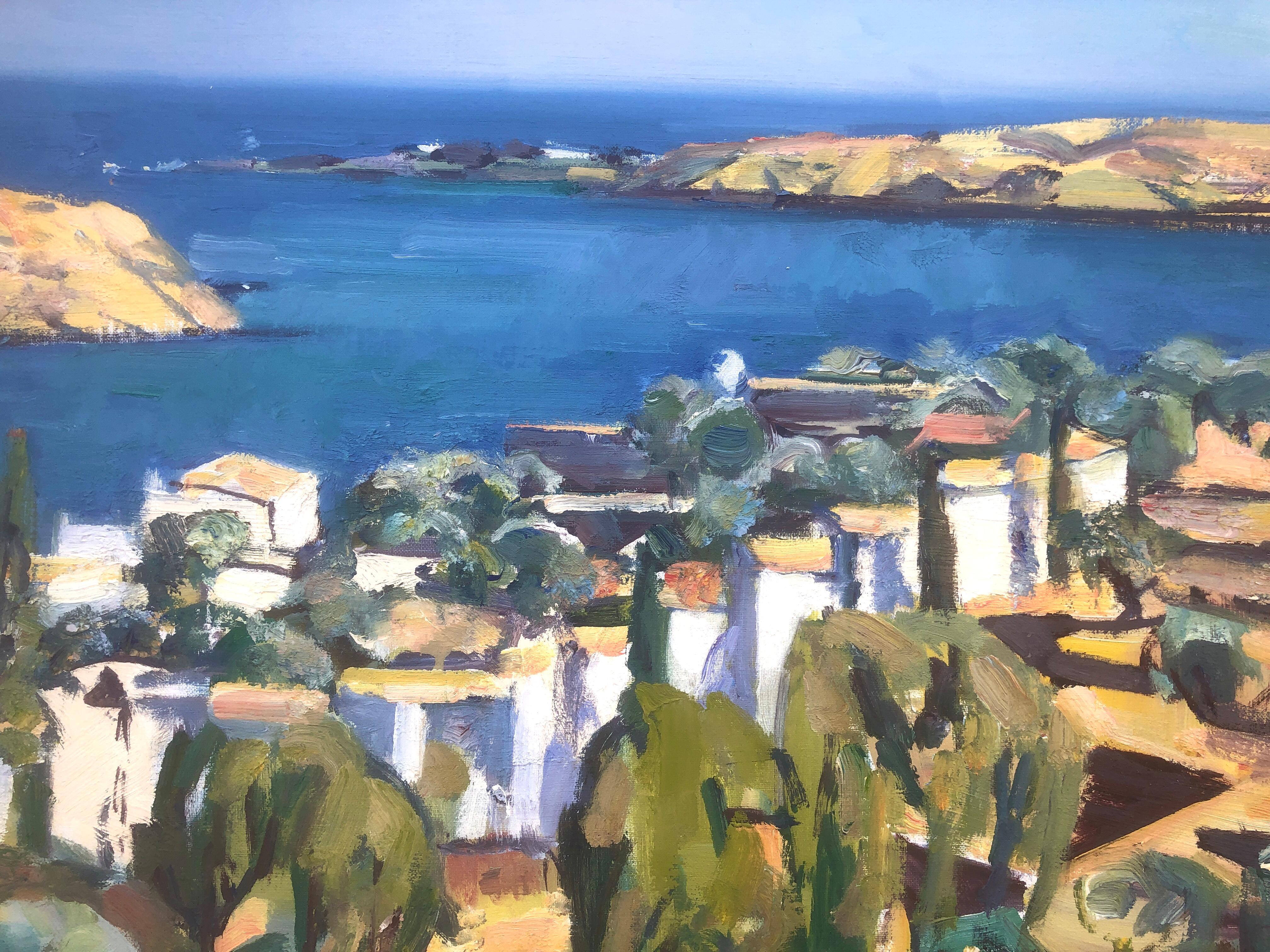 Costa Brava mediterranean seascape Spain oil painting landscape spanish - Post-Impressionist Painting by Rafael Duran Benet
