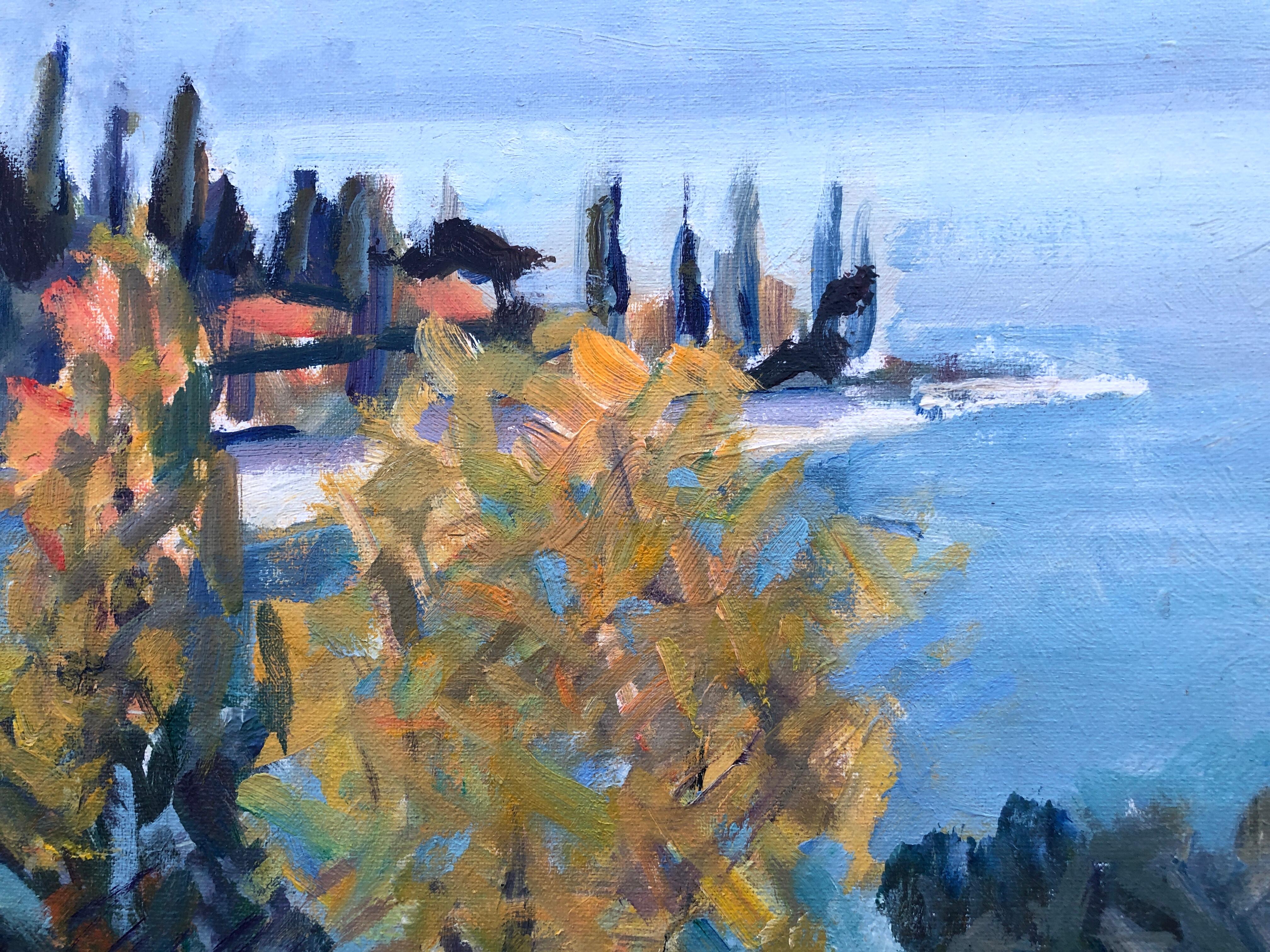 A Costa Costa peinture à l'huile paysage marin espagnol - Gris Landscape Painting par Rafael Duran Benet