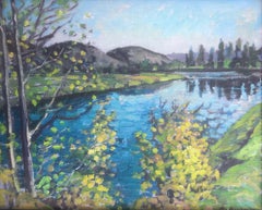 Peinture à l'huile française d'un paysage français du Dordogne