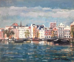 Francia pittura ad olio paesaggio marino francese