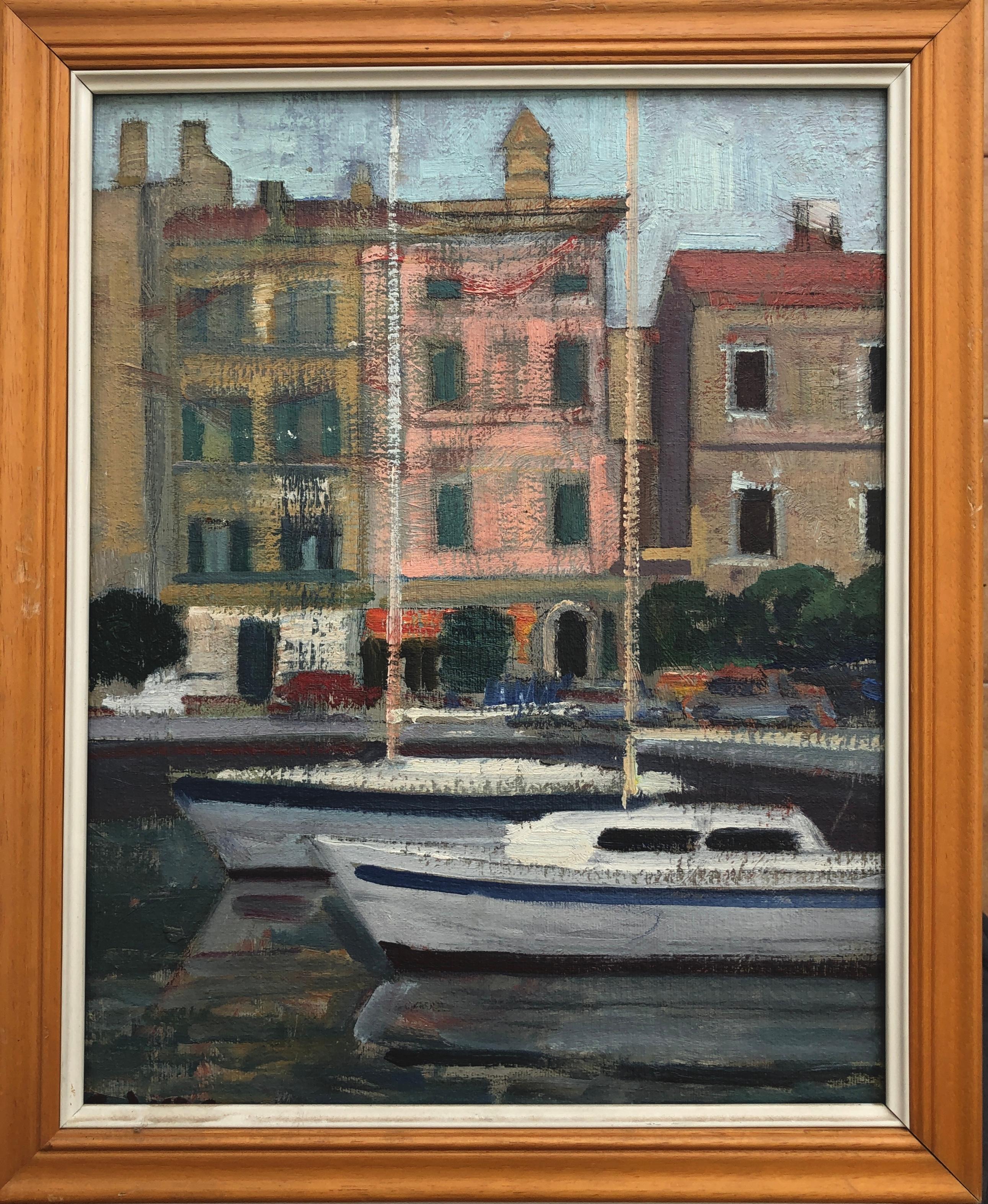 Italien Garda See Italien Ölgemälde europäische Kunst Meereslandschaft Stadtlandschaft – Painting von Rafael Duran Benet