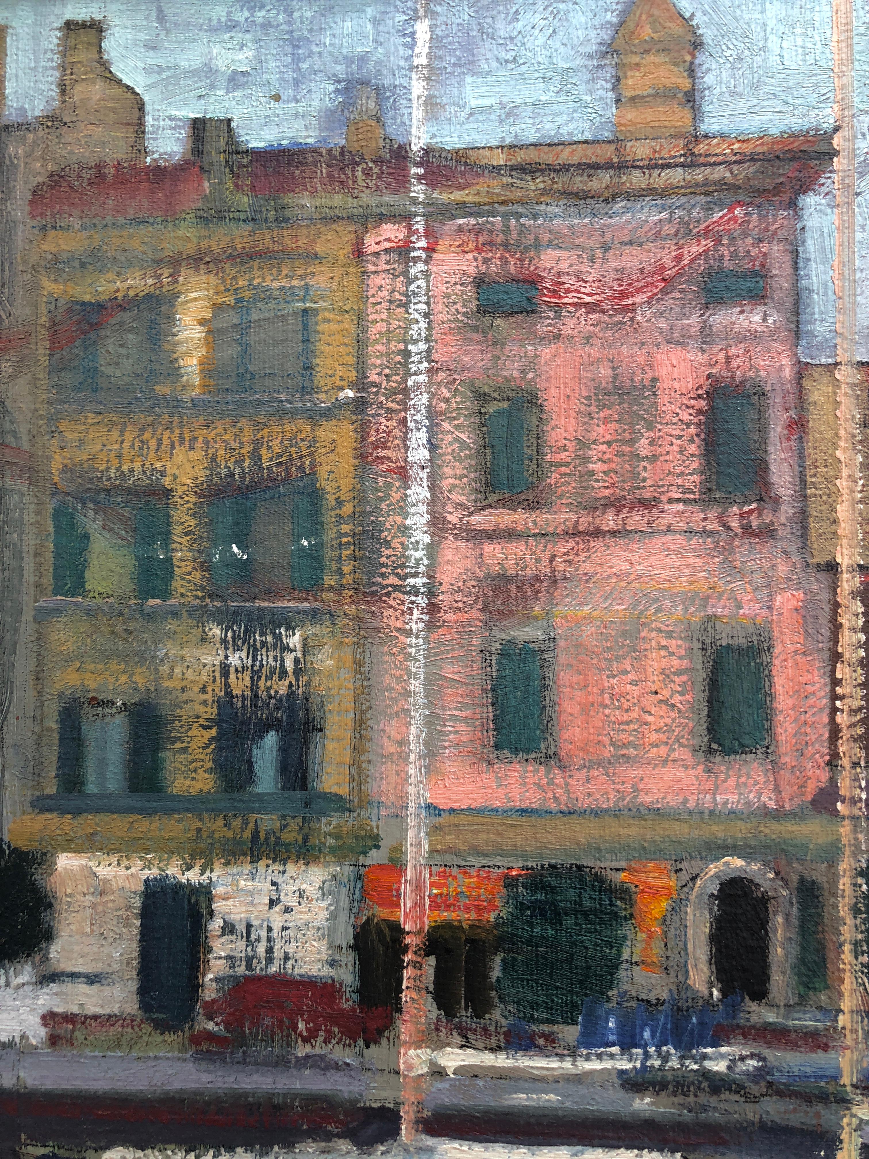 Italien Garda See Italien Ölgemälde europäische Kunst Meereslandschaft Stadtlandschaft im Angebot 1