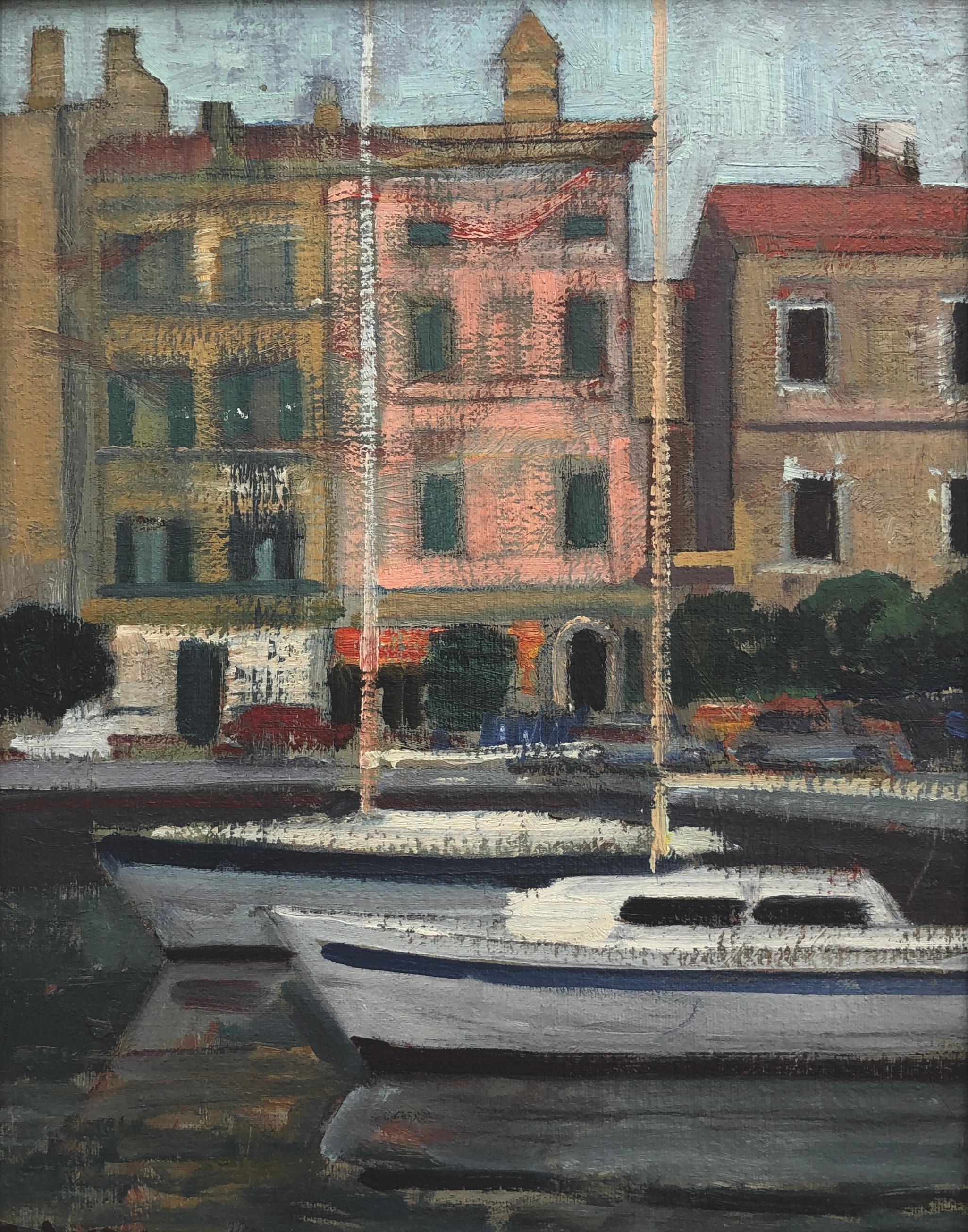Rafael Duran Benet Landscape Painting – Italien Garda See Italien Ölgemälde europäische Kunst Meereslandschaft Stadtlandschaft