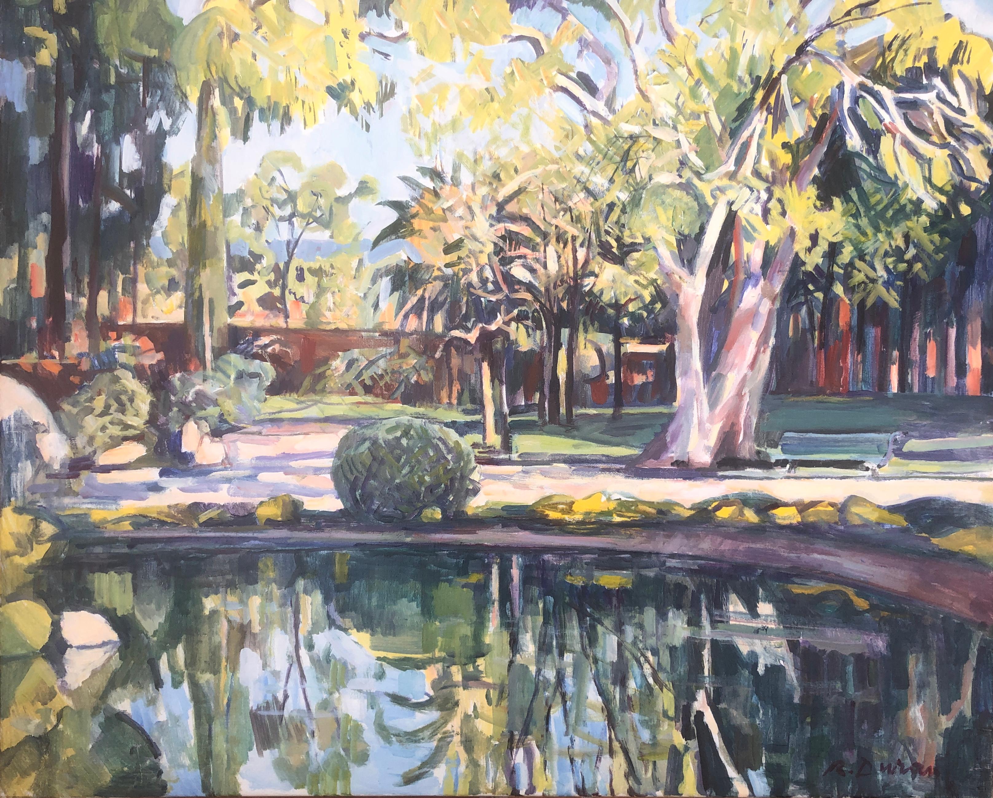 Rafael Duran Benet Landscape Painting - Garden landscape oil on canvas painting Spain Europe