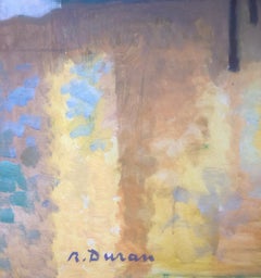 Interior with window and still life Spain oil on cardboard painting spanish