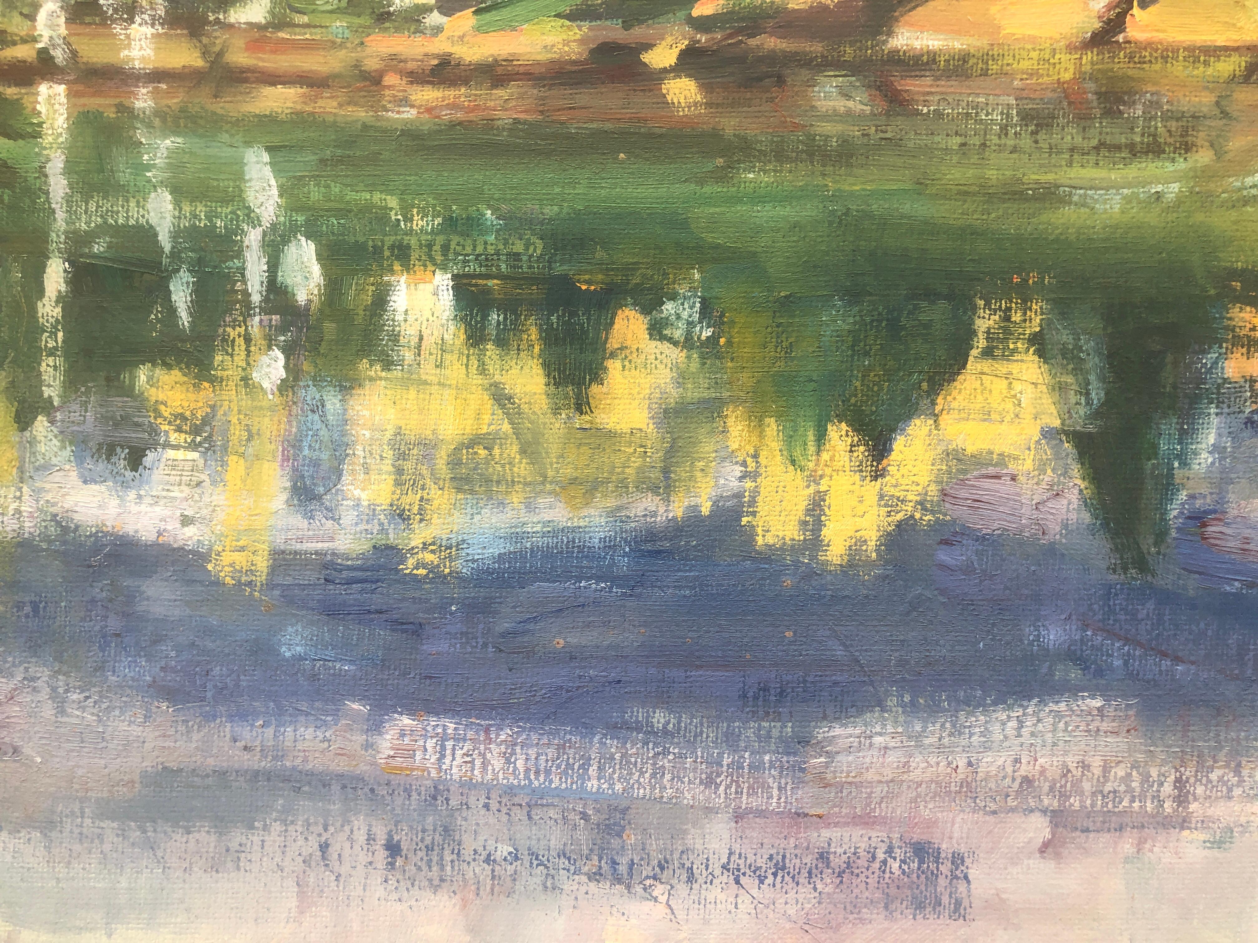 Lac peinture à l'huile paysage Espagne paysage marin espagnol - Post-impressionnisme Painting par Rafael Duran Benet
