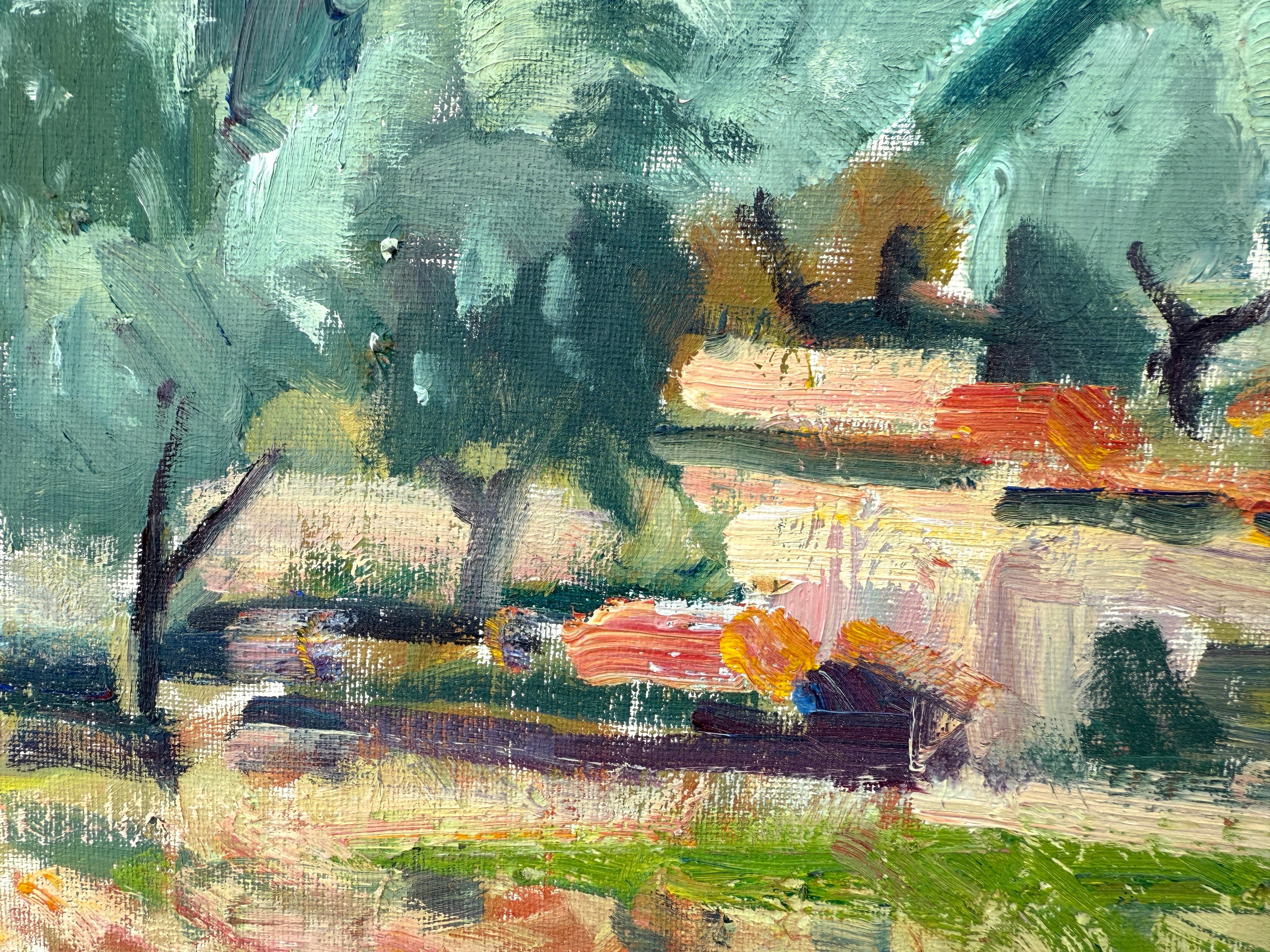 Título: Paisaje entre olivos

Artista: Rafael Duran Benet

Técnica: Óleo sobre tabla

Dimensiones: 13 x 16,1 pulg.

Firma: Firmado en la esquina inferior derecha

Estado: Sin enmarcar

Fecha estimada: años 70

📝 DESCRIPCIÓN
Este cuadro capta un