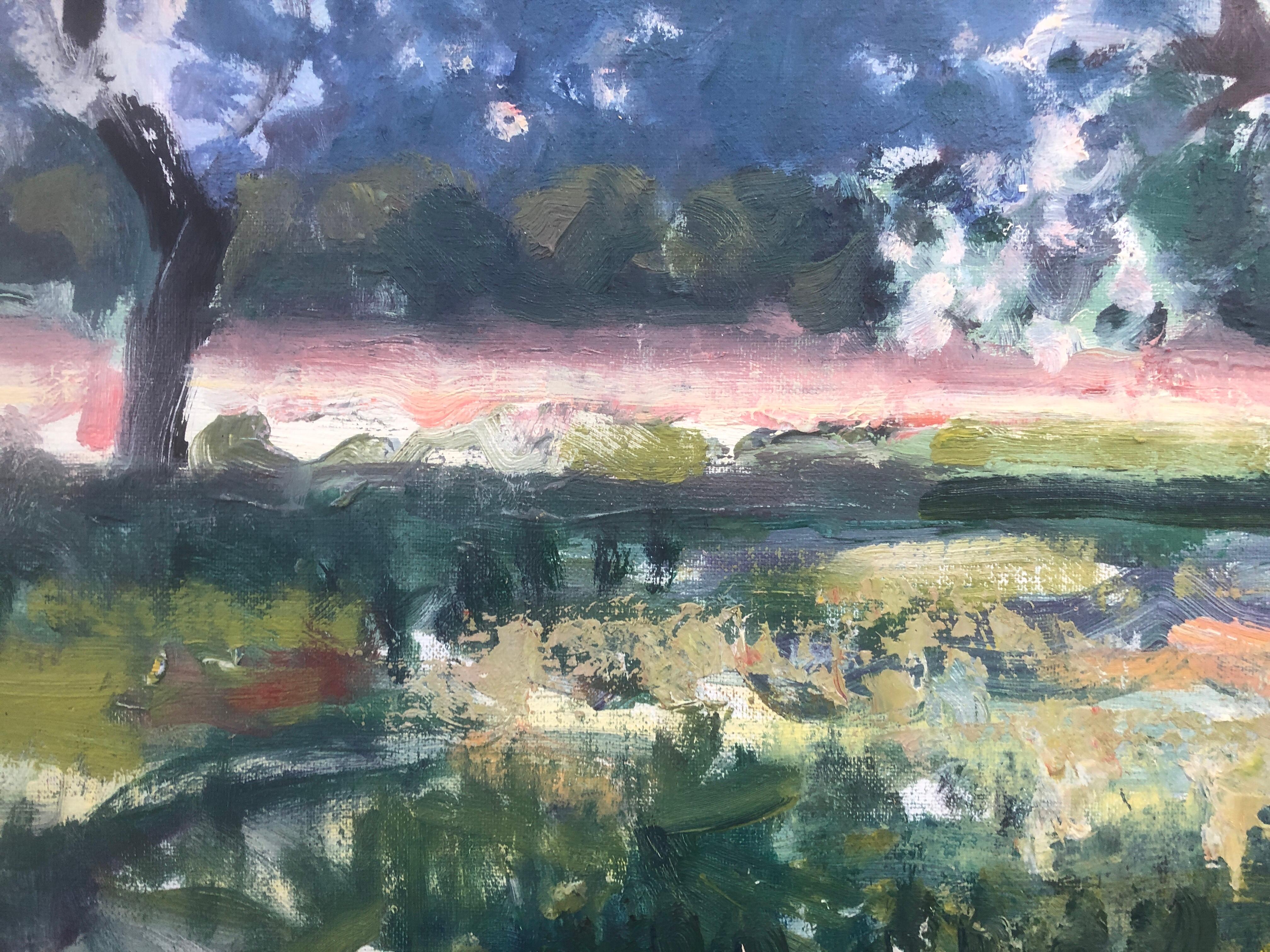Paisaje España óleo sobre cartón pintura española 2