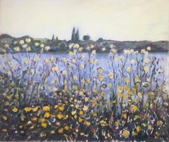 Landschaft mit Blumen Spanien Öl auf Karton Gemälde Spanisch