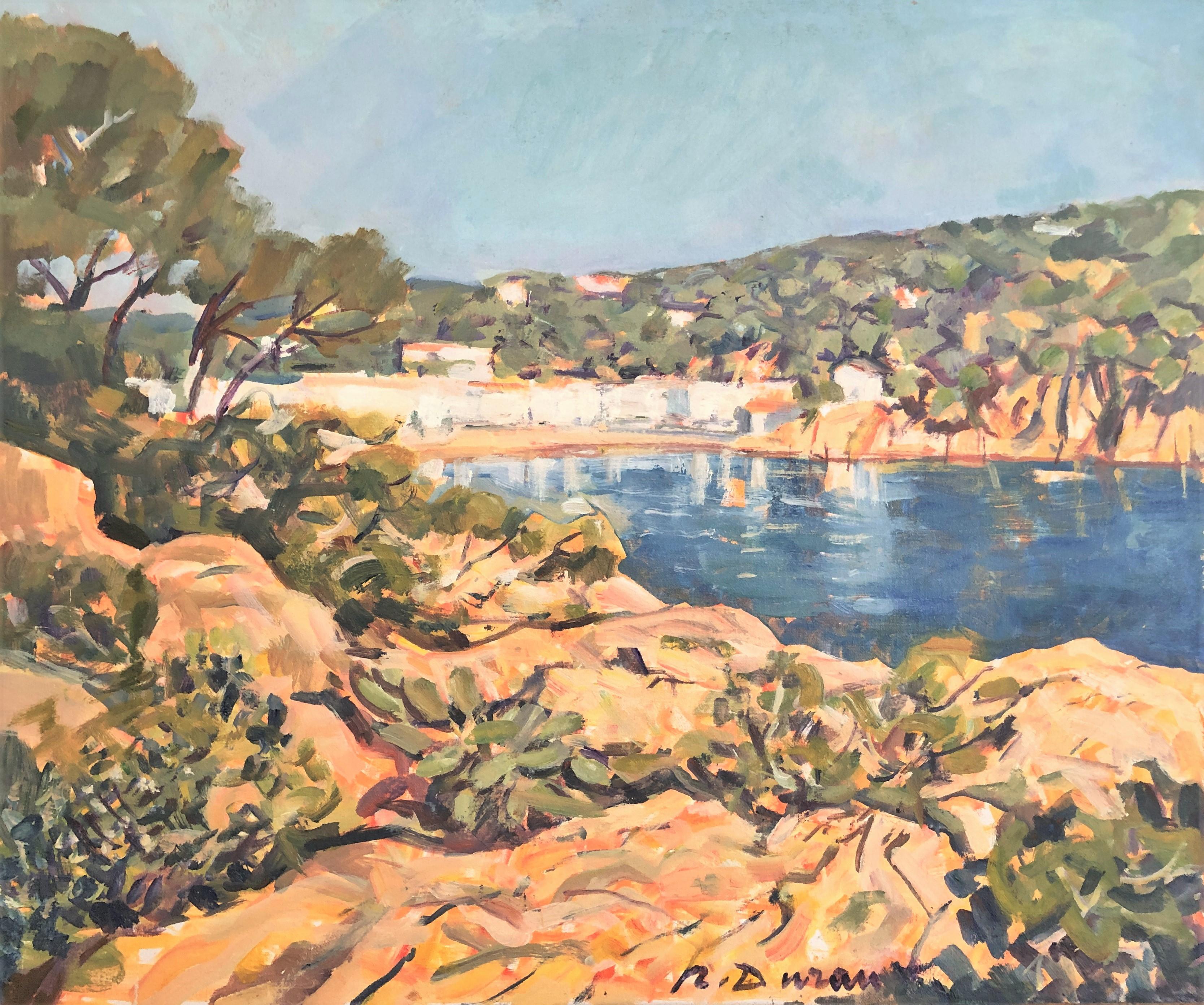 Rafael Duran Benet Landscape Painting - Landscape with lake oil painting seascape