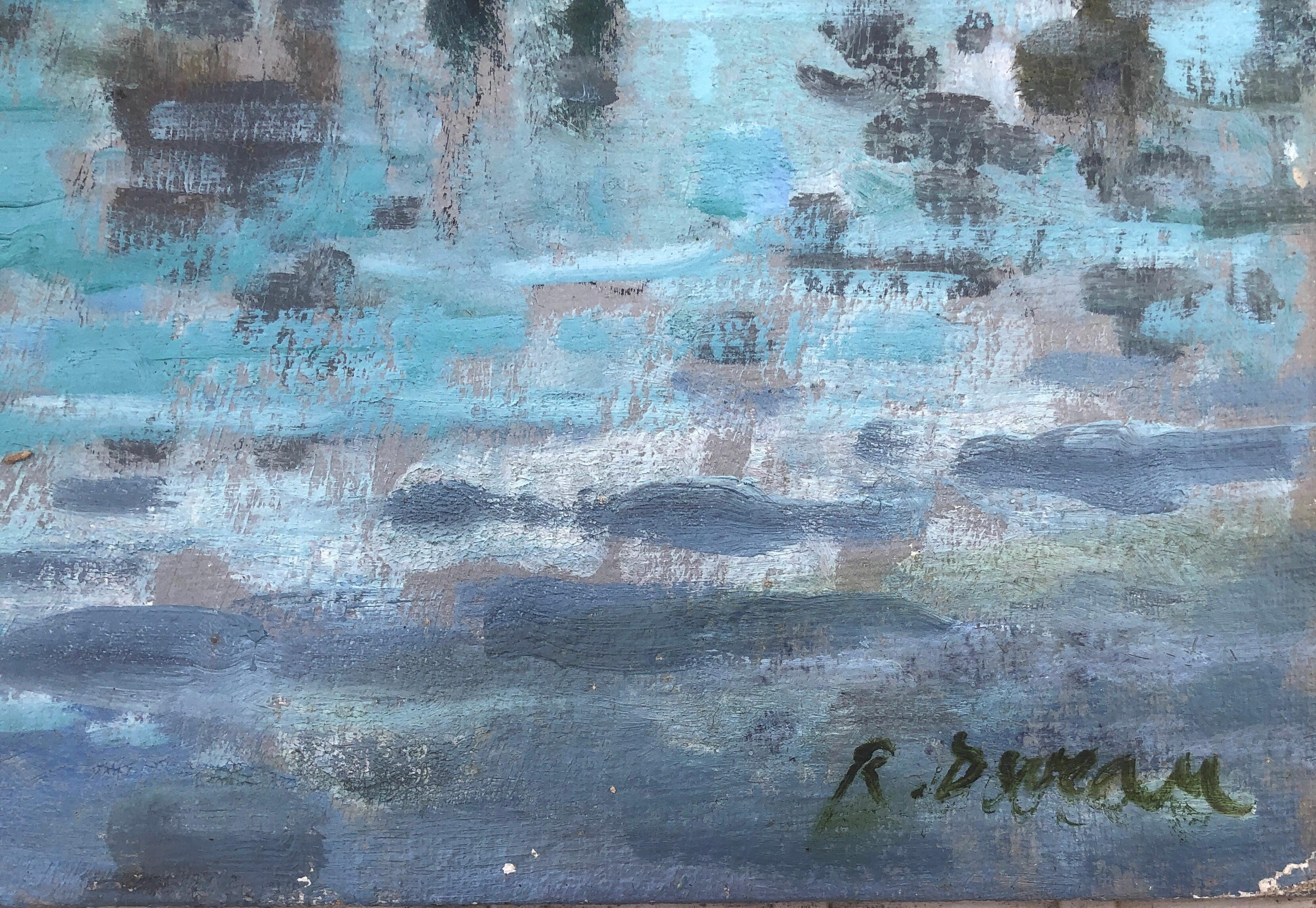 Paysage avec lac Espagne peinture à l'huile paysage marin - Painting de Rafael Duran Benet