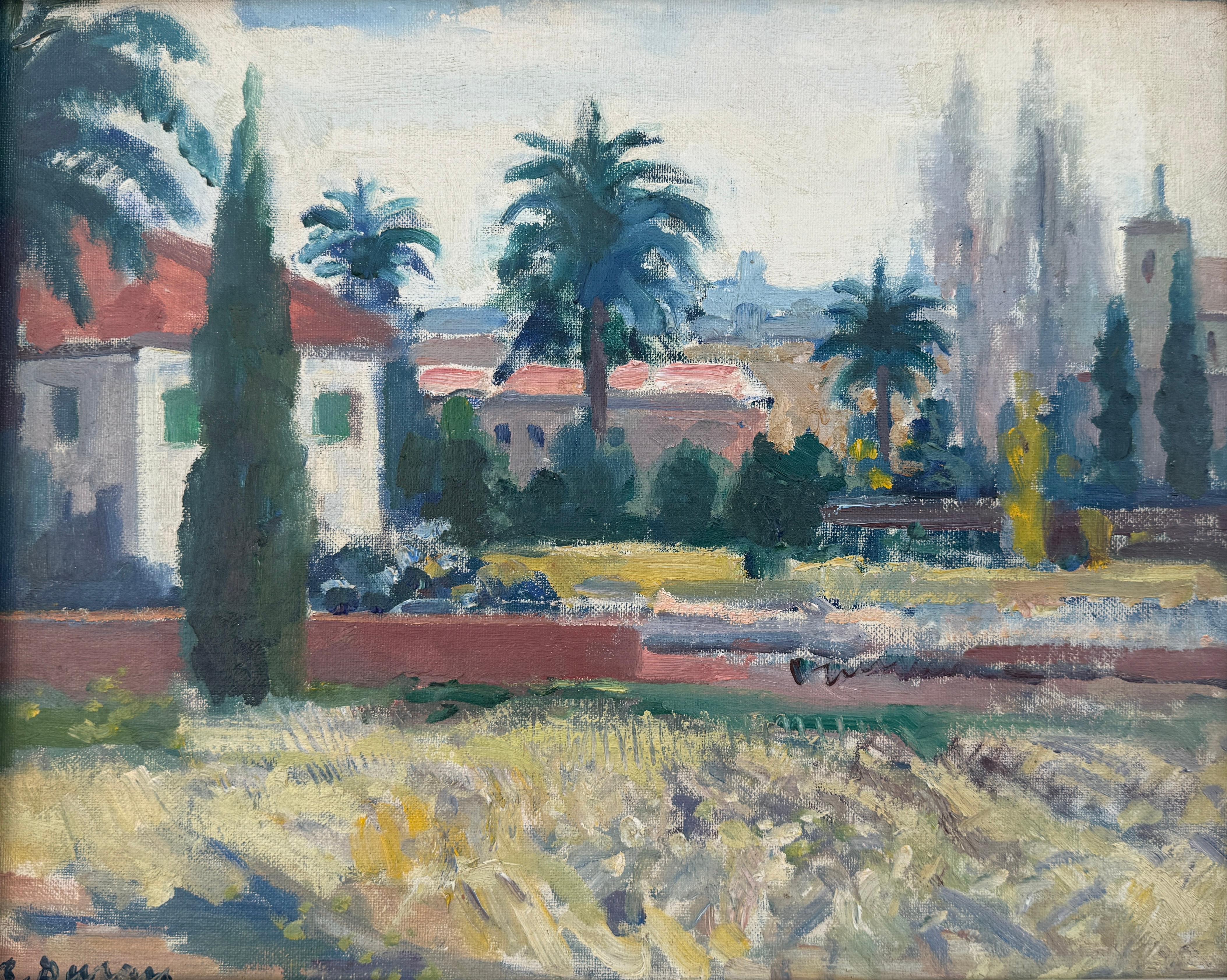 Rafael Duran Benet Landscape Painting – Landschaft mit Palmen Spanien Ölgemälde