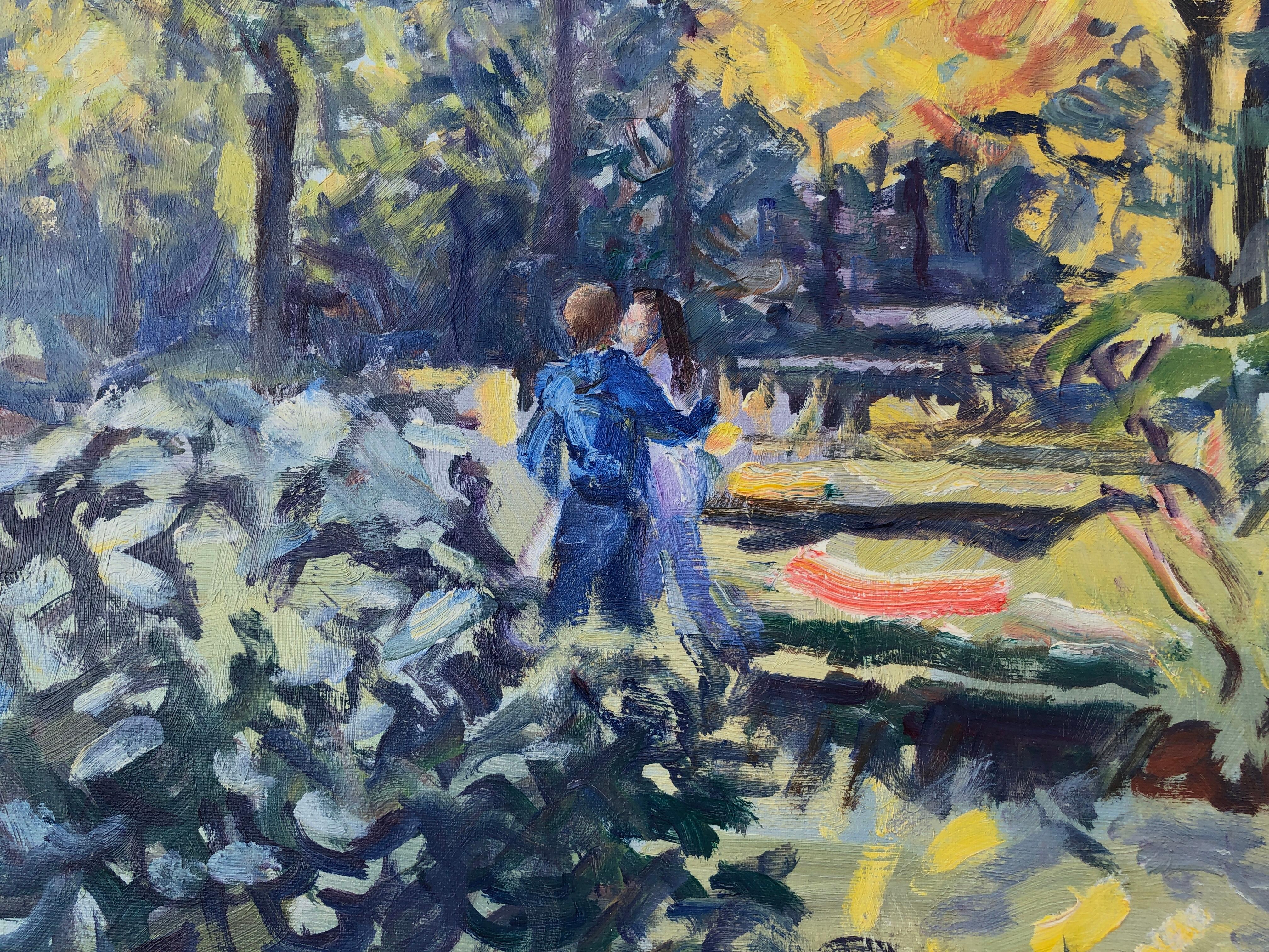 Lovers in the forest oil painting european art landscape For Sale 2